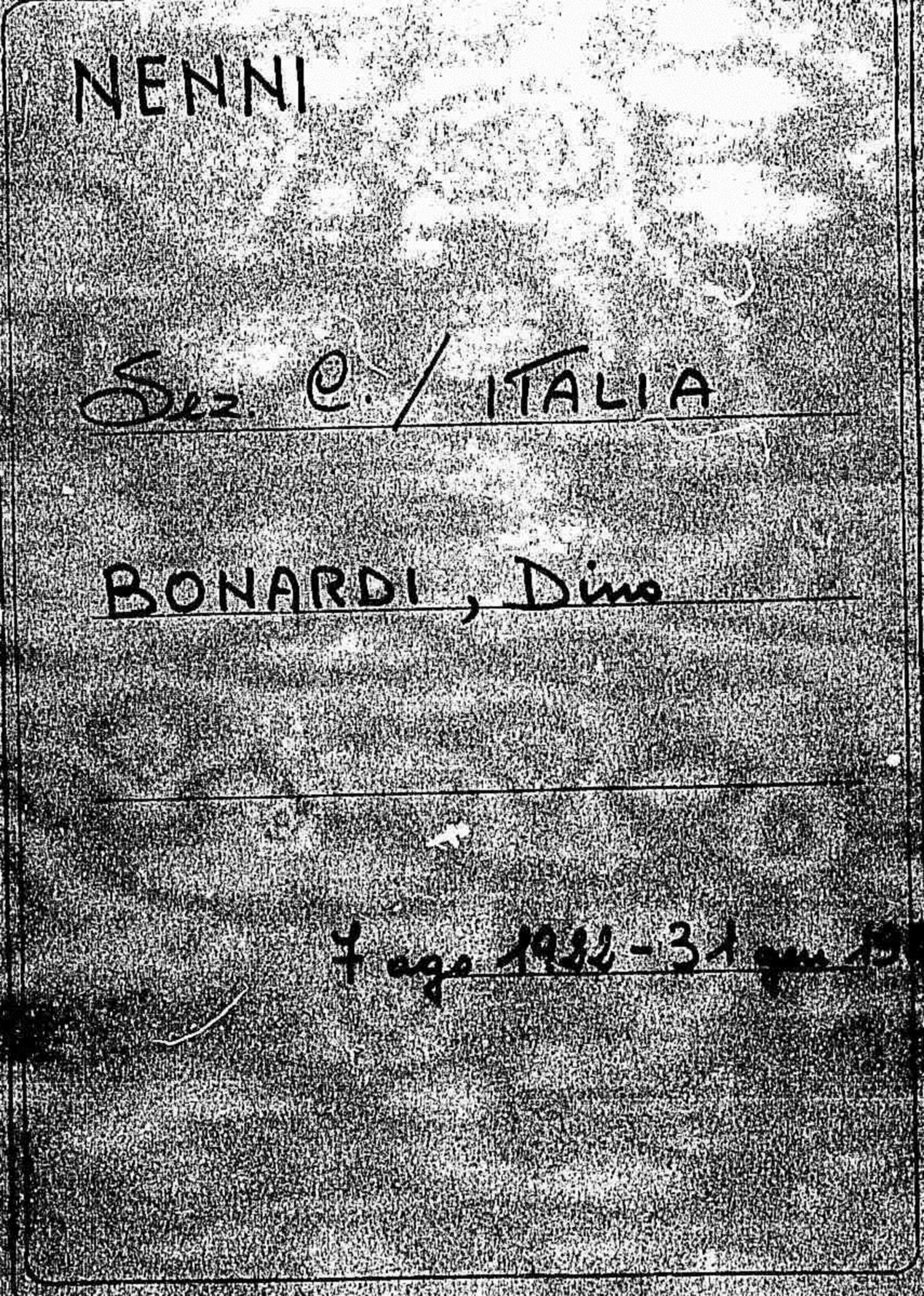 Bonardi Dino, 1922 ago. 7 - 1923 gen. 31