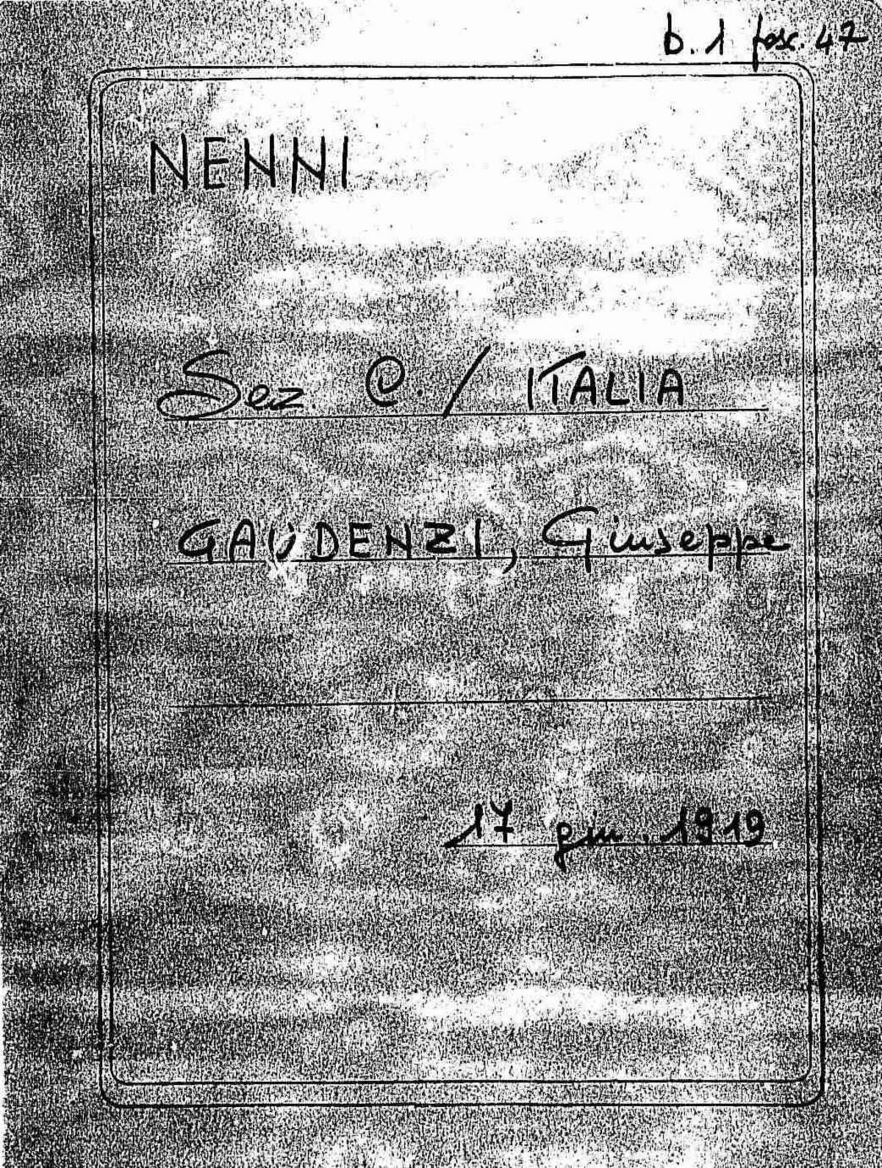 Gaudenzi Giuseppe, 1919 giu. 17