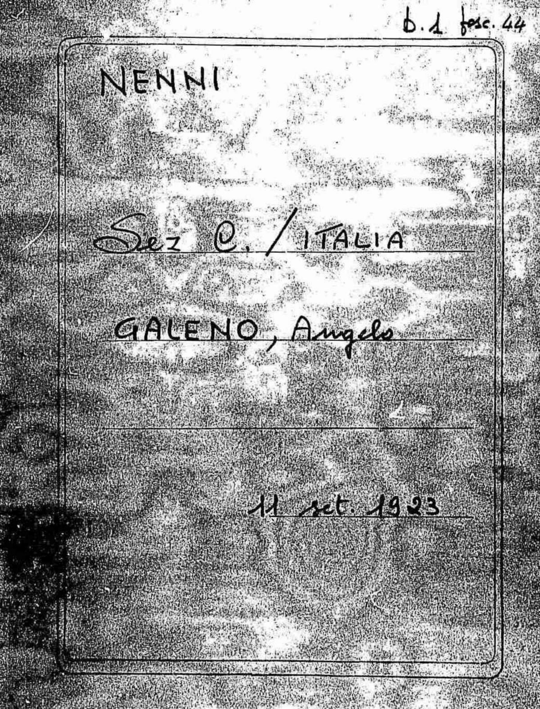 Galeno Angelo, 1923 set. 11