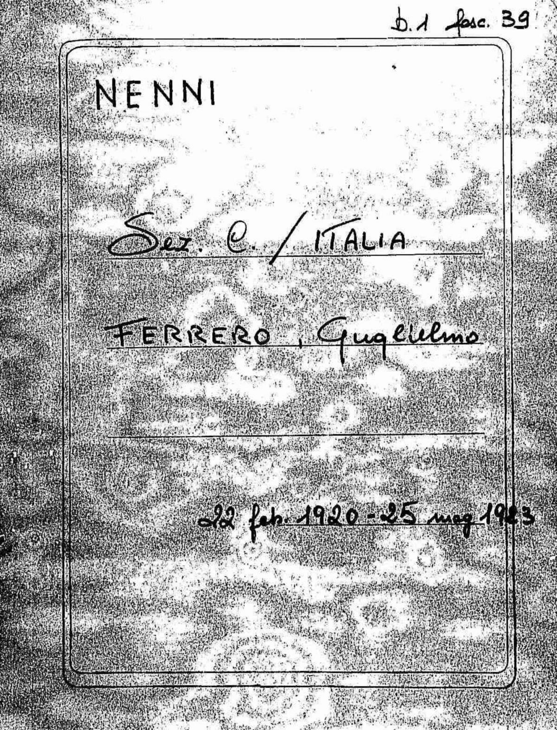 Ferrero Guglielmo, 1920 feb. 22 - 1923 mag. 25