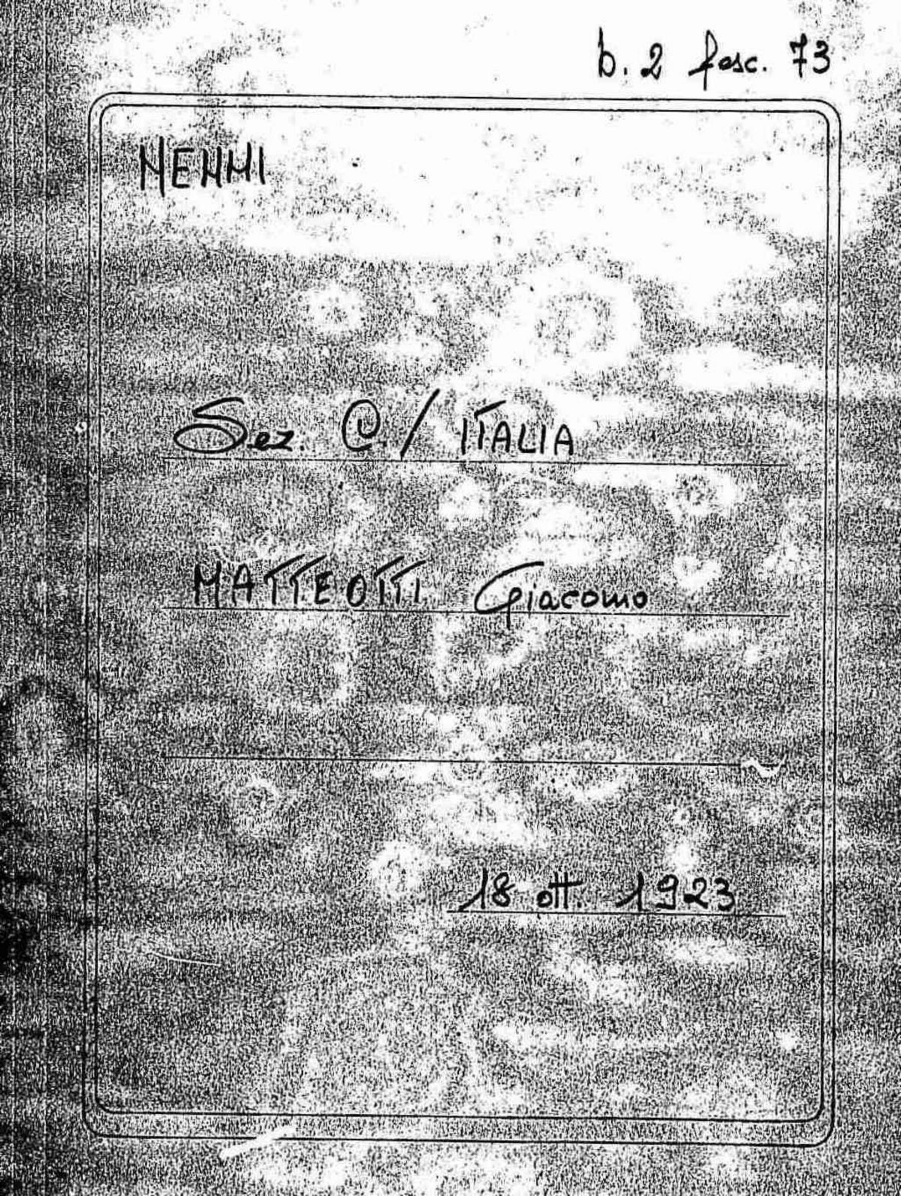 Matteotti Giacomo, 1923 ott. 18