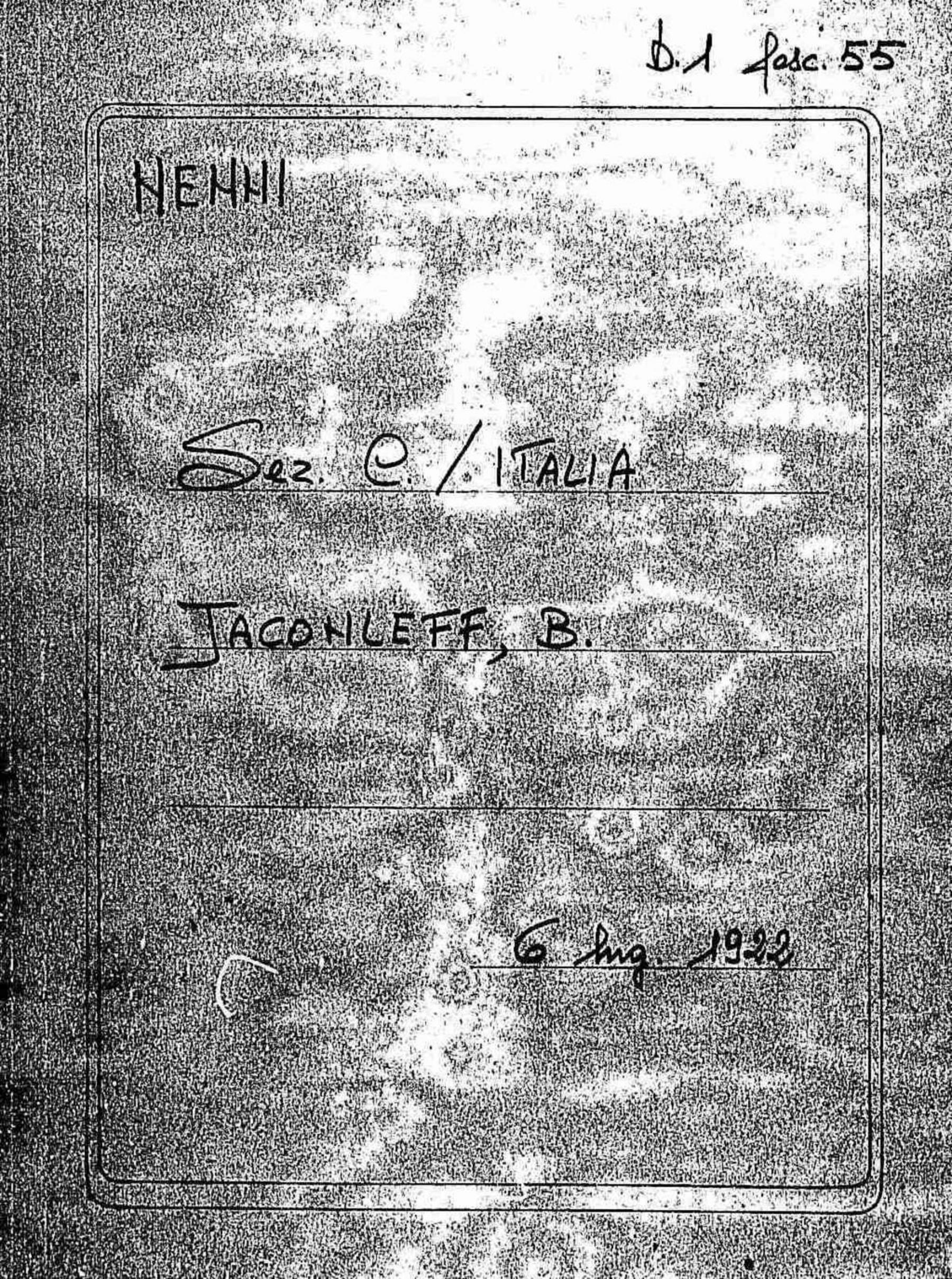 Jaconleff B., 1922 lug. 6