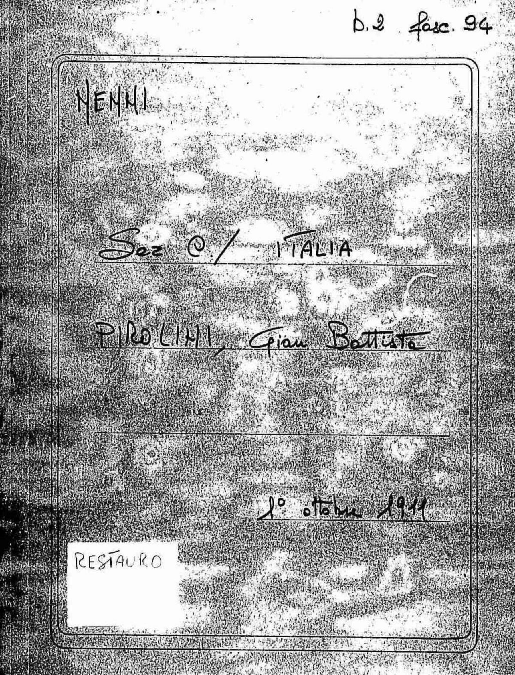 Pirolini Gian Battista, 1915 ott. 1