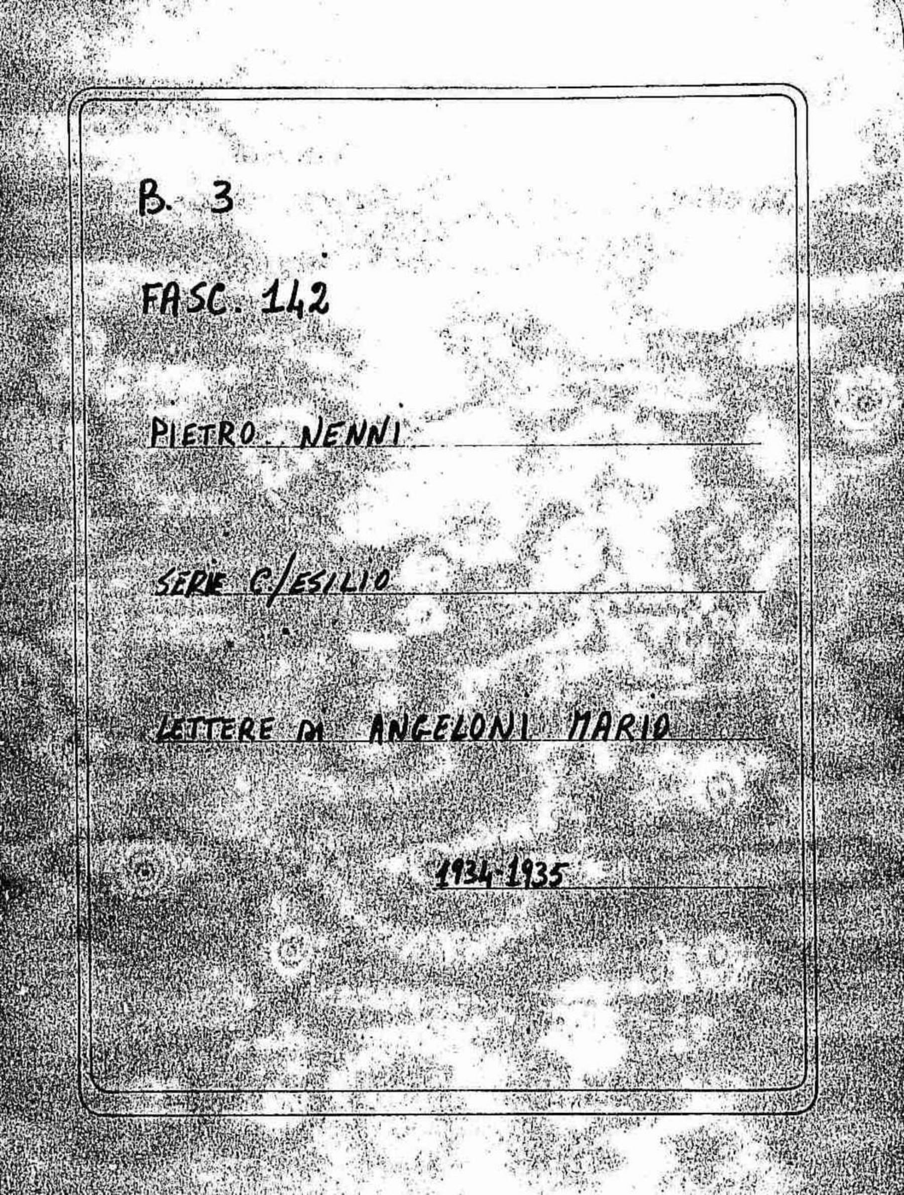 Angeloni Mario, 1934 lug. 10 - 1935 nov. 29