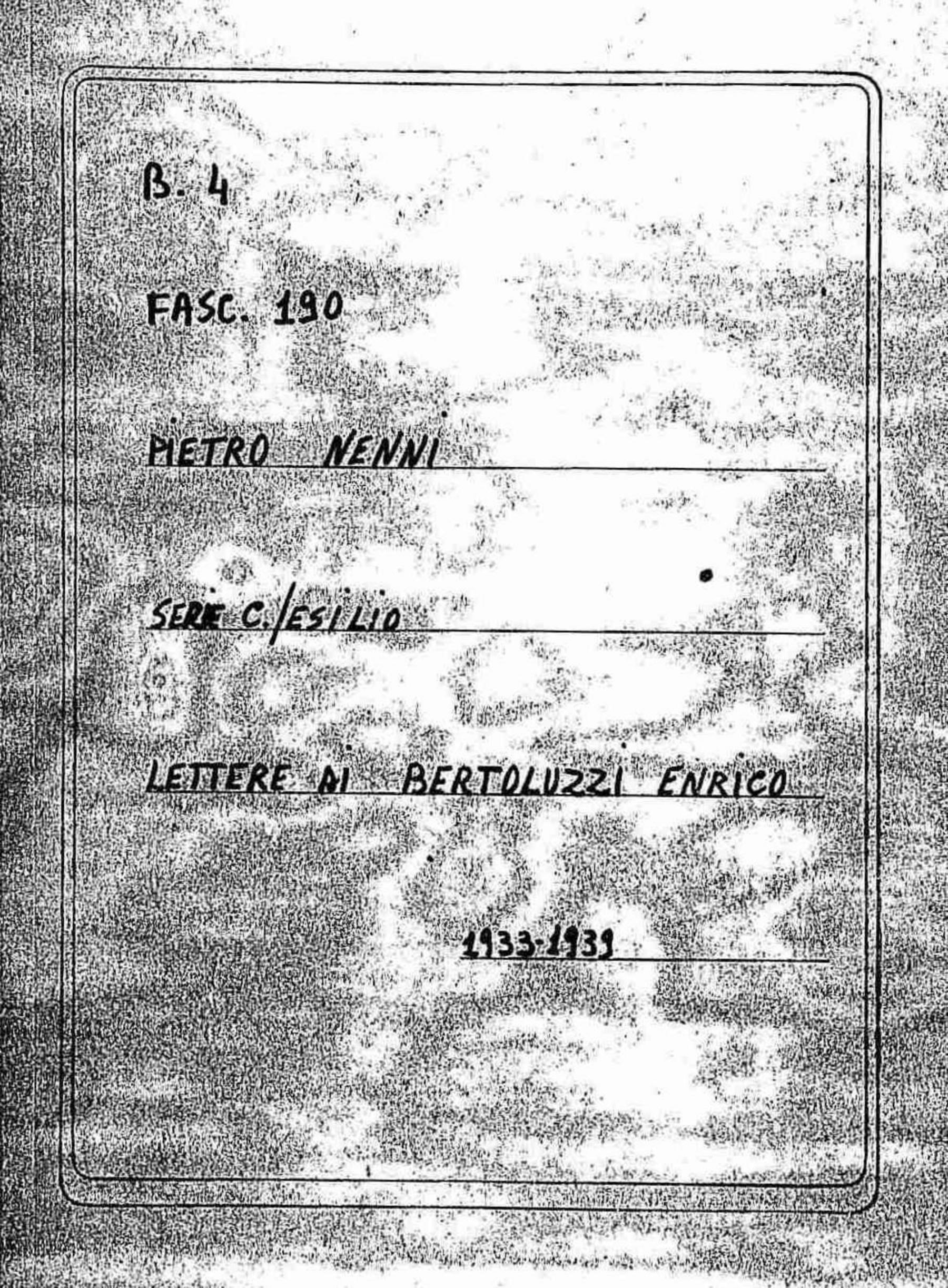 Bertoluzzi Enrico, 1933 nov. 2 - 1939 mar. 16