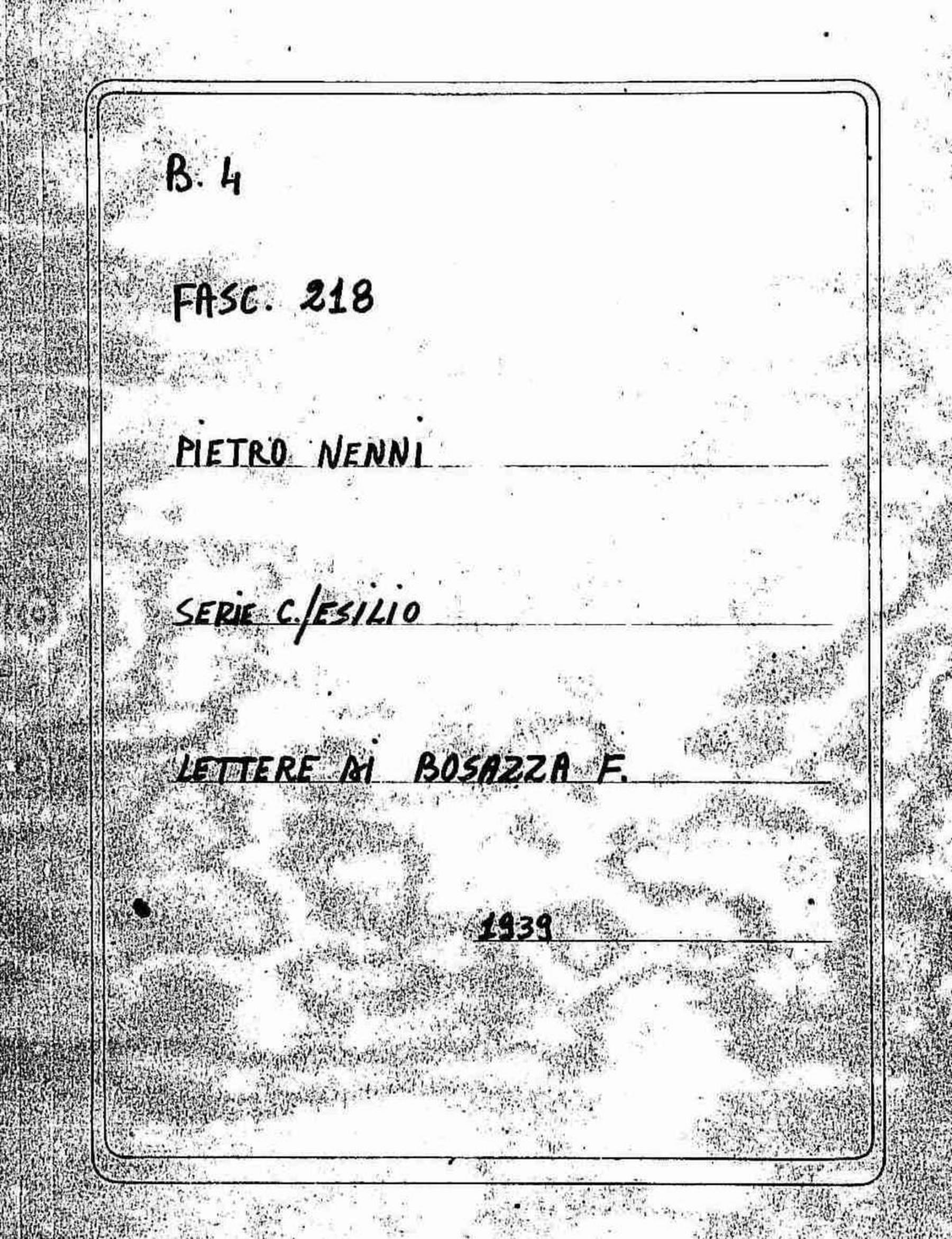 Bosazza F., 1939 feb. 4 - apr. 1