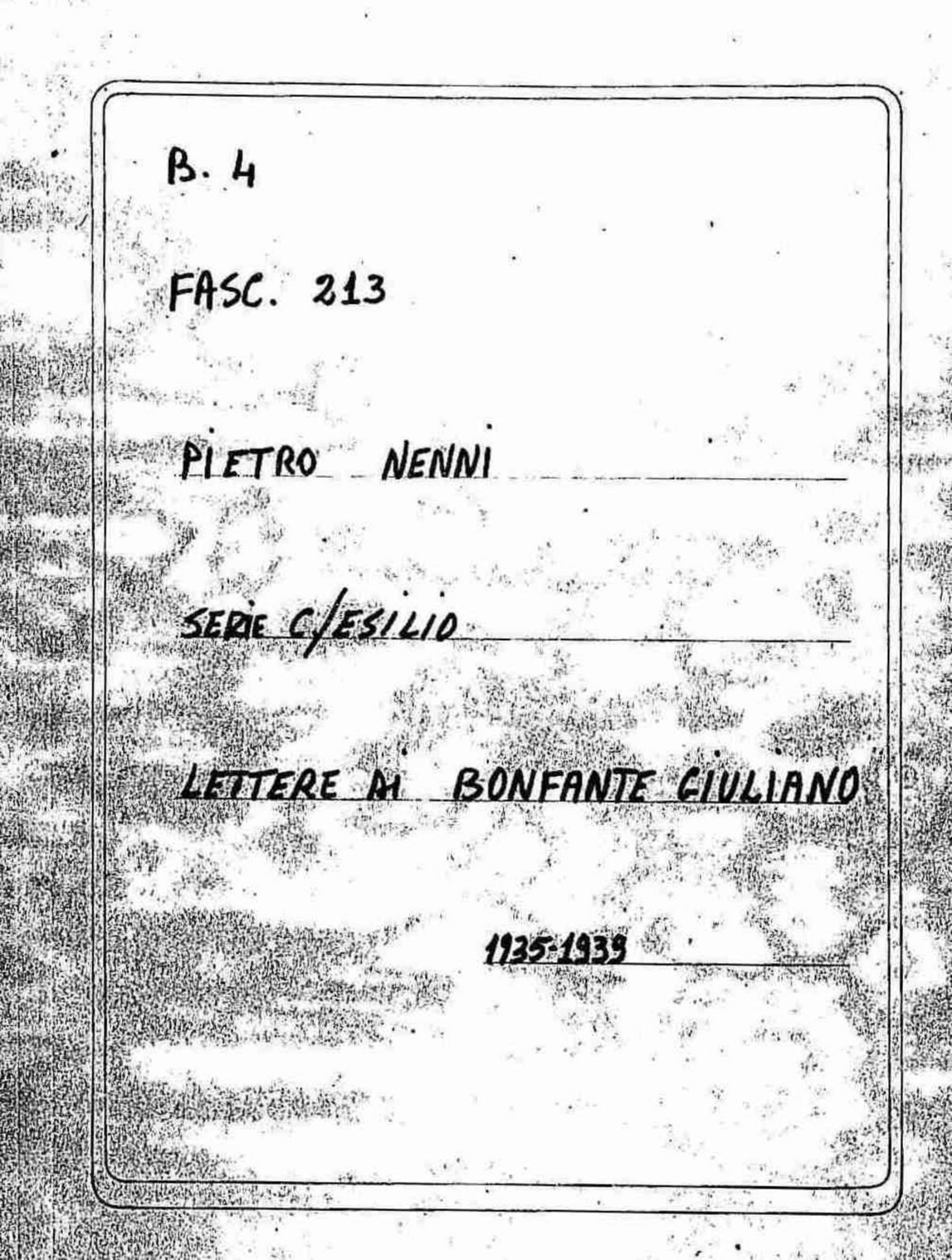 Bonfante Giuliano, 1935 mag. 28 - 1939 dic. 8