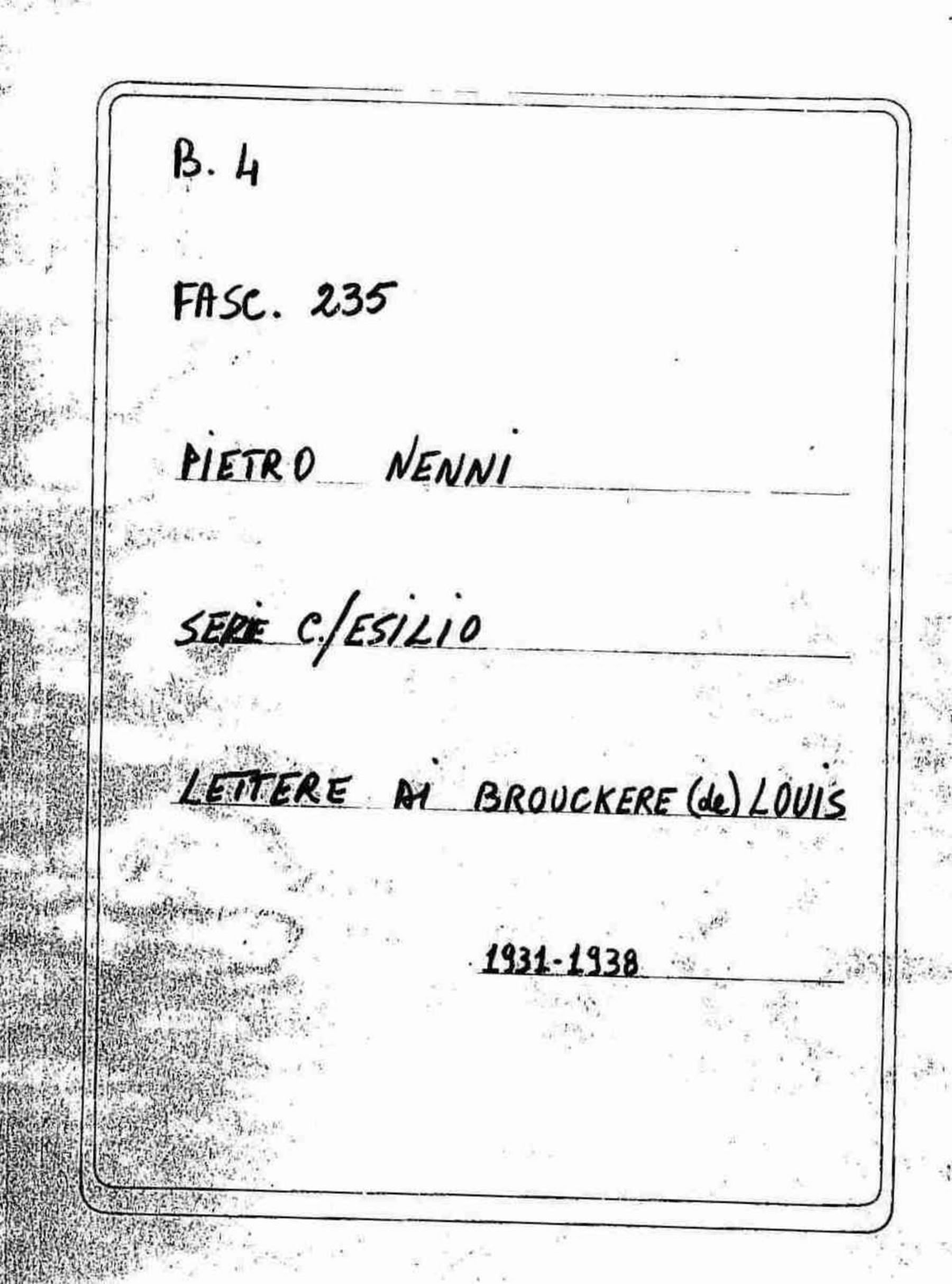 Brouckere Louis de, 1931 gen. 4 - 1938 gen. 22