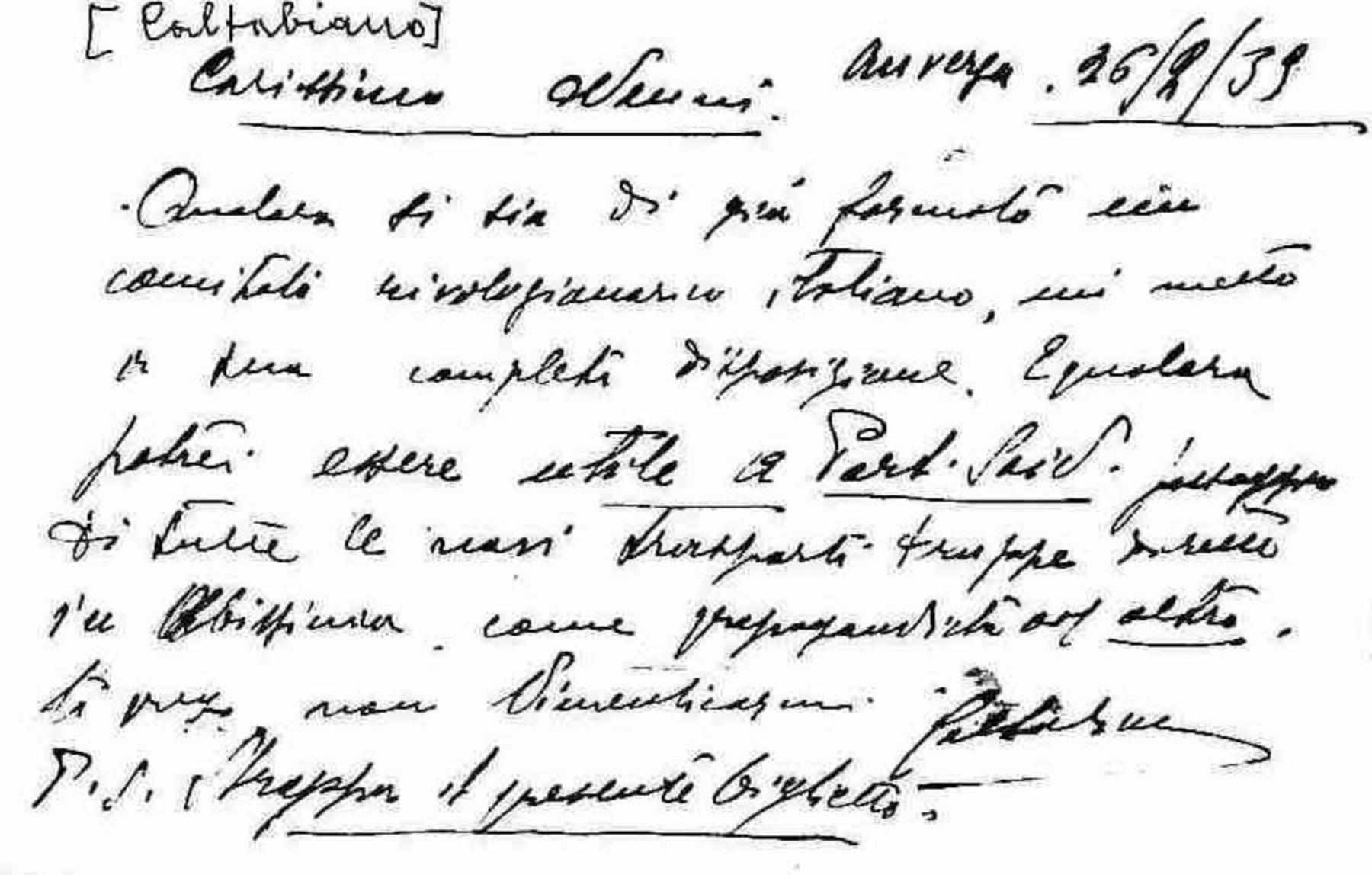 Caltabiano Adolfo, 1934 nov. 19 - 1939 feb. 26