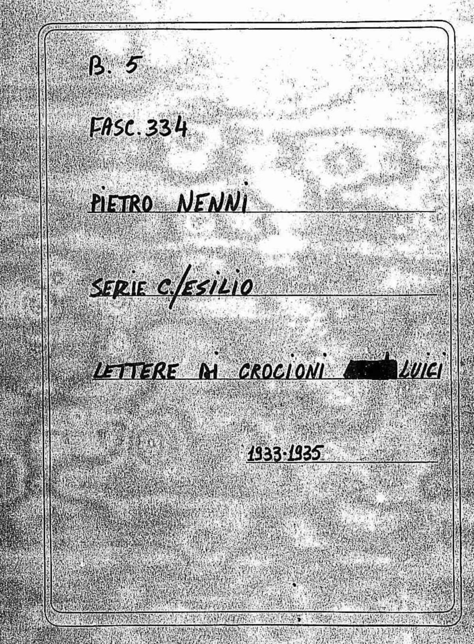 Crocioni Luigi, 1933 mag. 18 - 1935 nov. 6