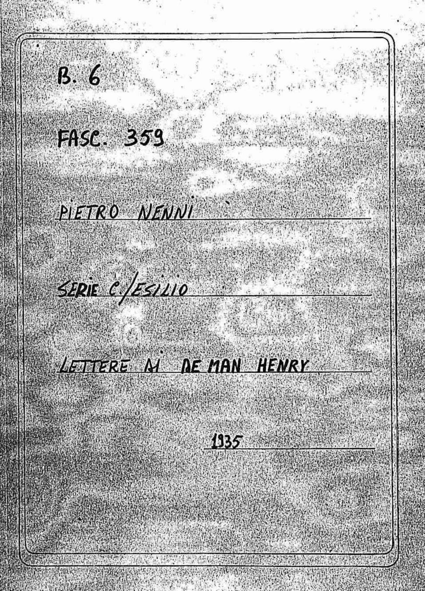 De Man Henry, 1935 apr. 1