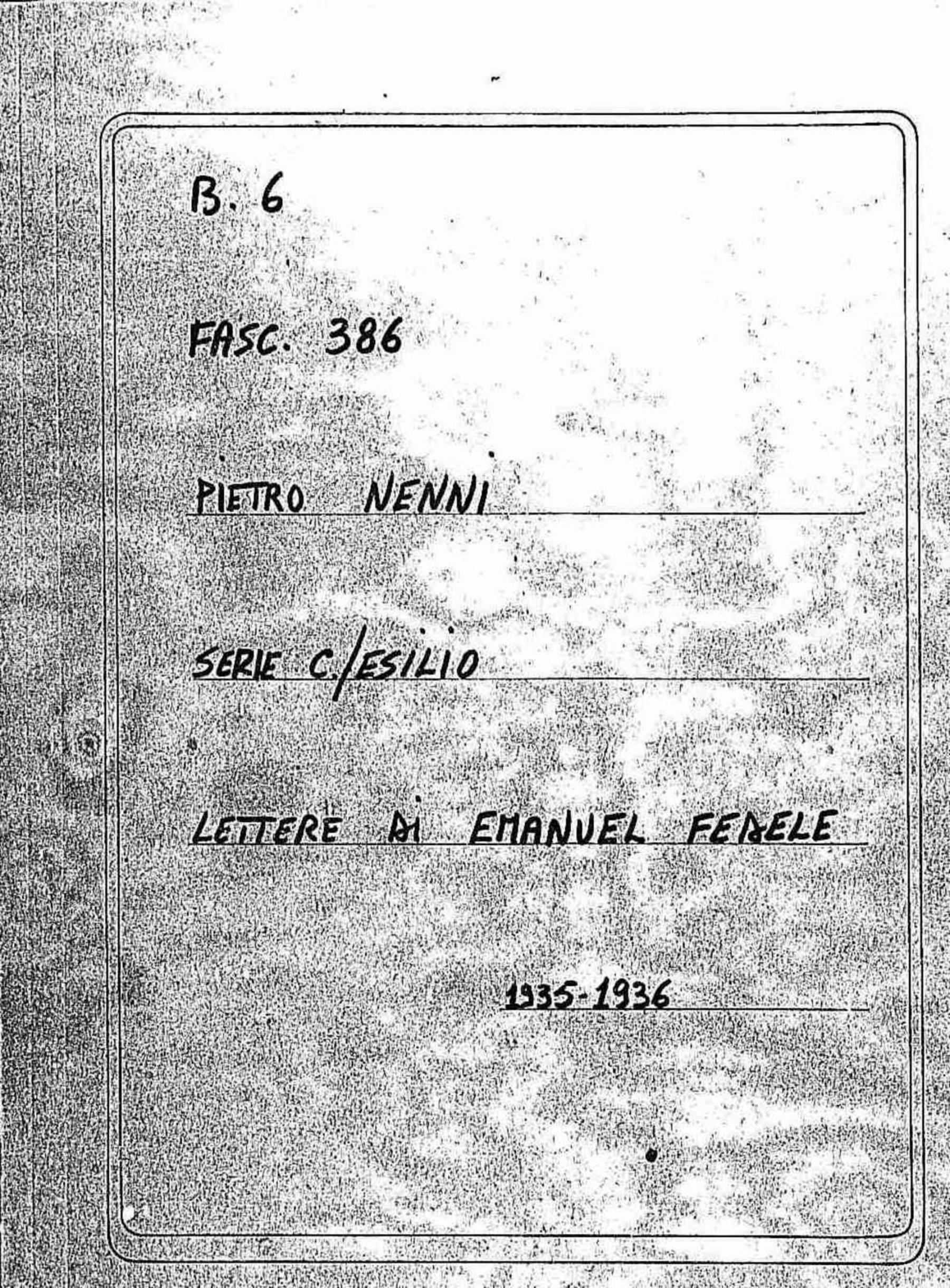 Emanuel Fedele, 1935 ott. 25 - 1936 lug. 11