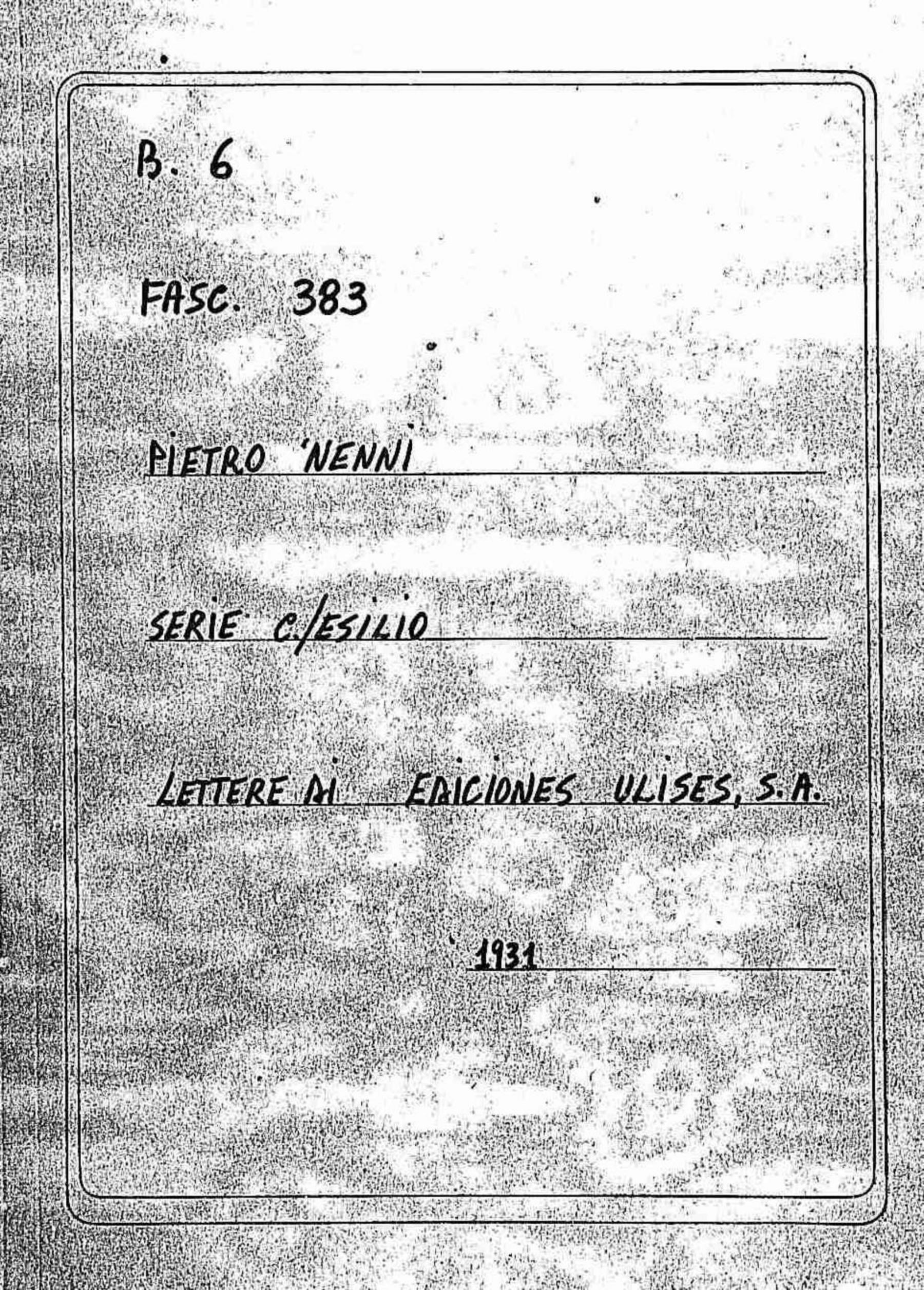 Ediciones Ulises, s.a. - il Gerente, 1931 nov. 17