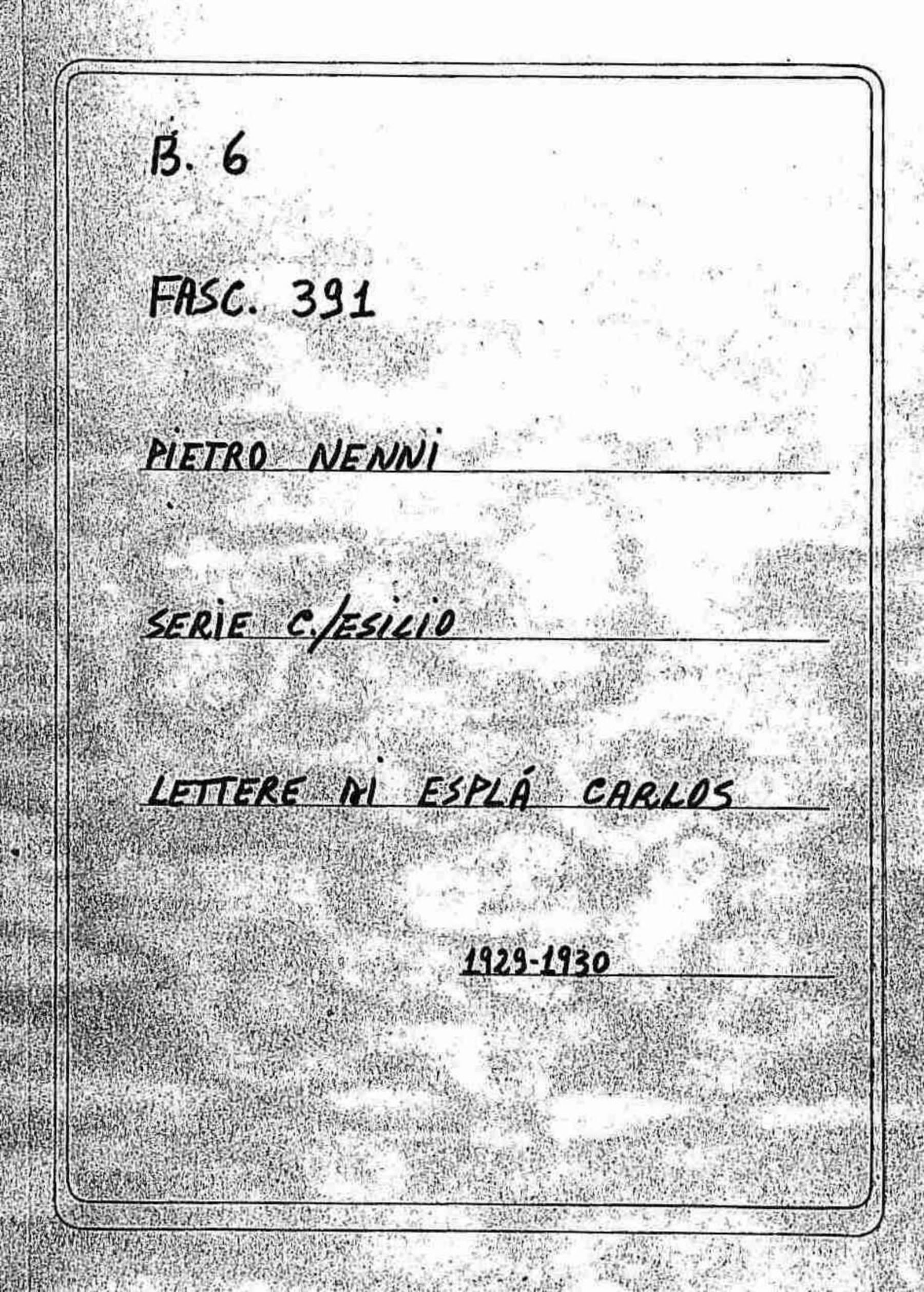 Esplà Carlos, 1929 set. 17 - 1930 apr. 30