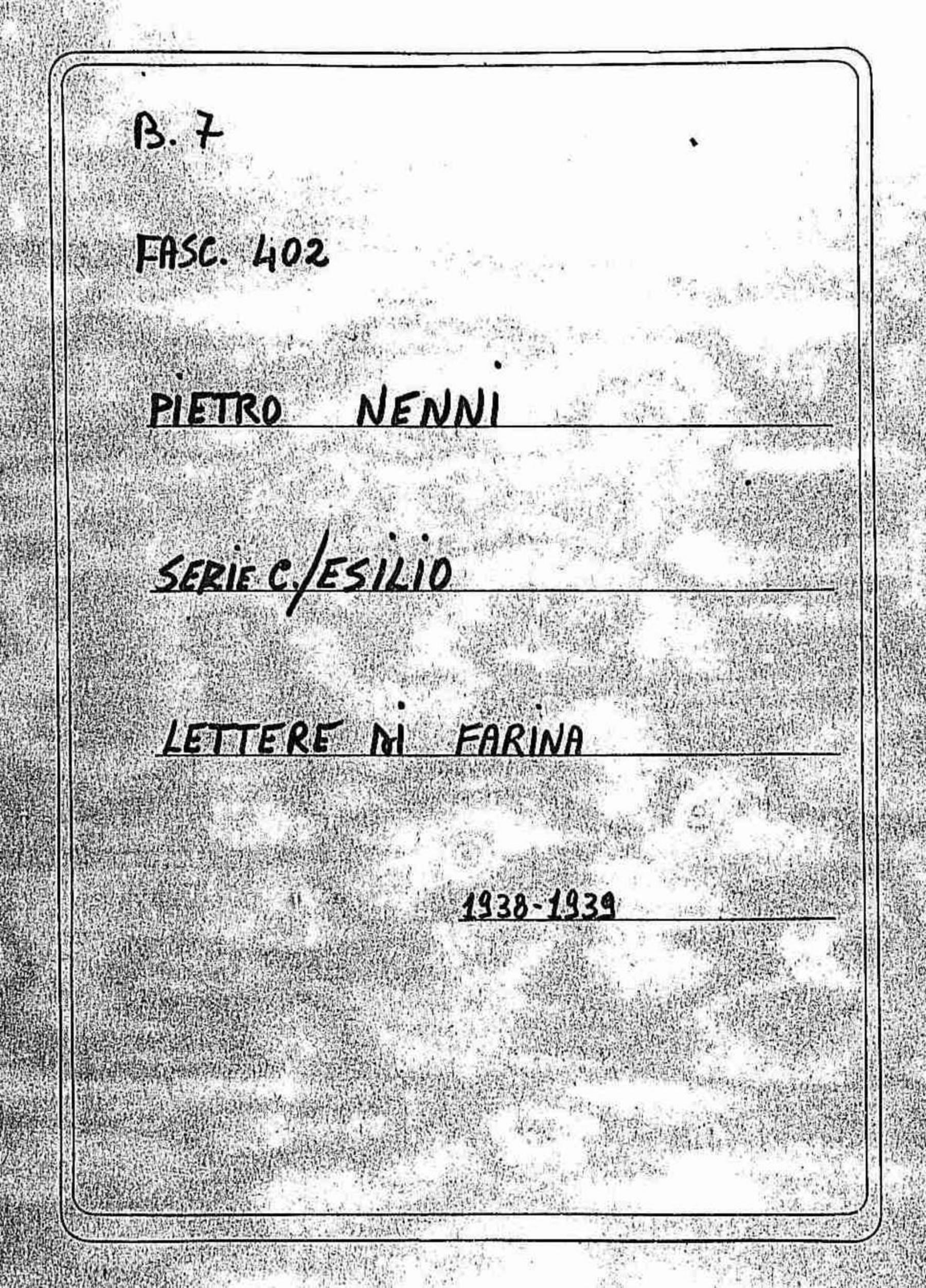 Farina, 1938 dic. 8 - 1939 mag. 15