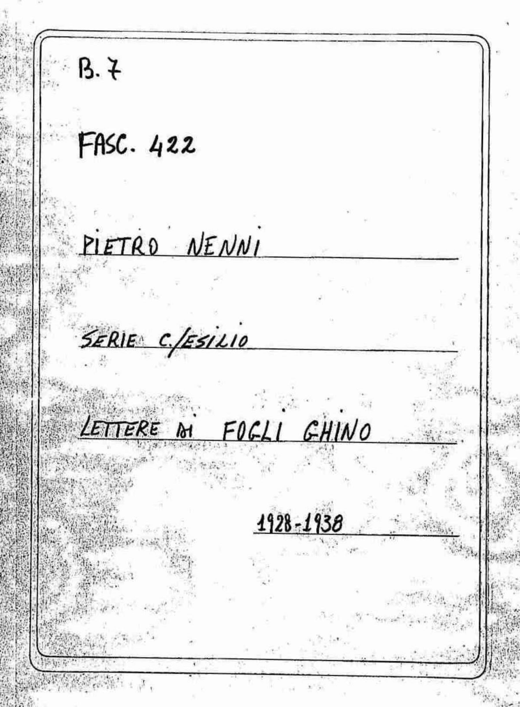 Fogli Ghino, 1928 giu. 13 - 1938 dic. 21