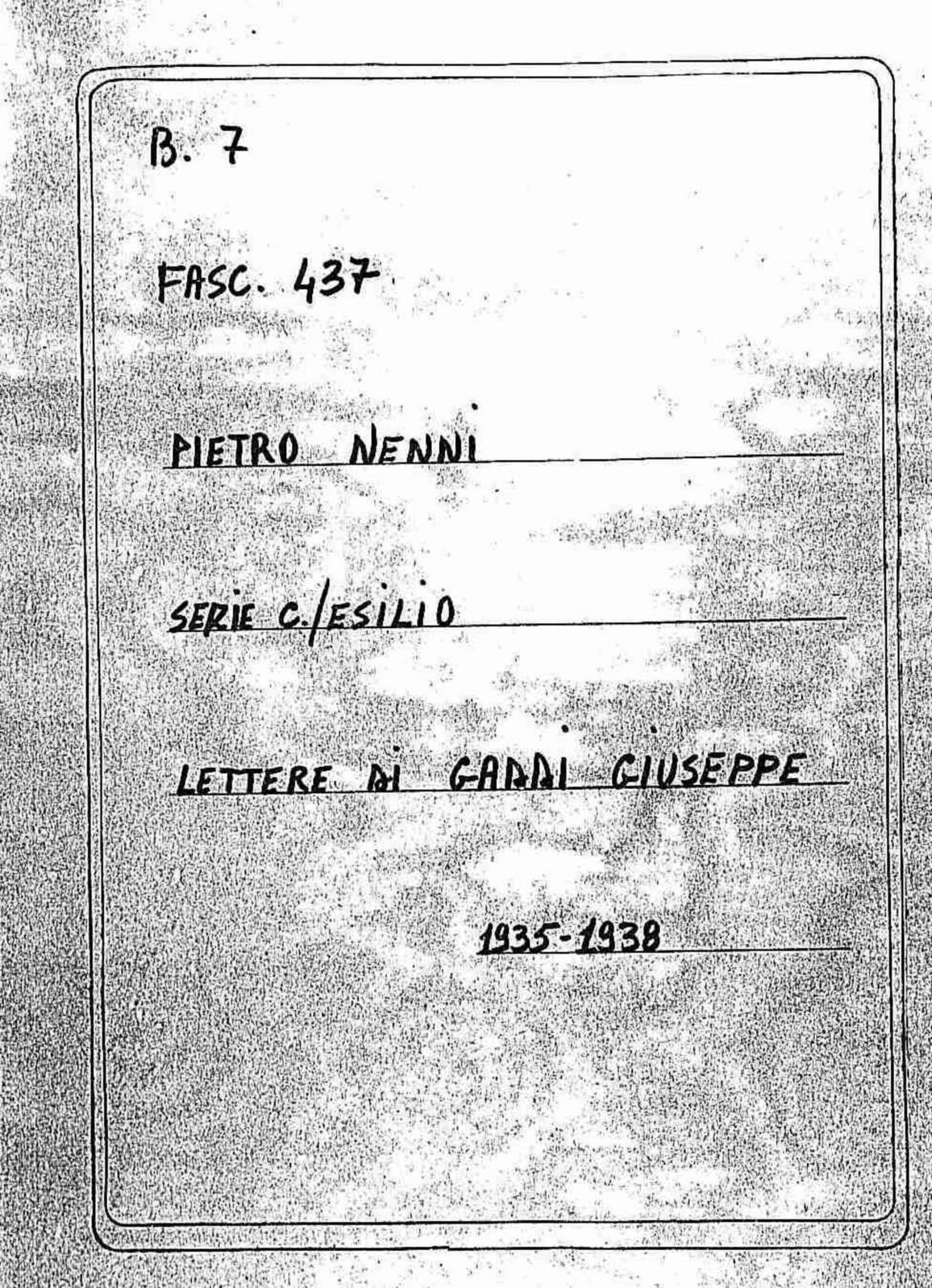 Gaddi Giuseppe, 1935 nov. 21 - 1938 nov. 7