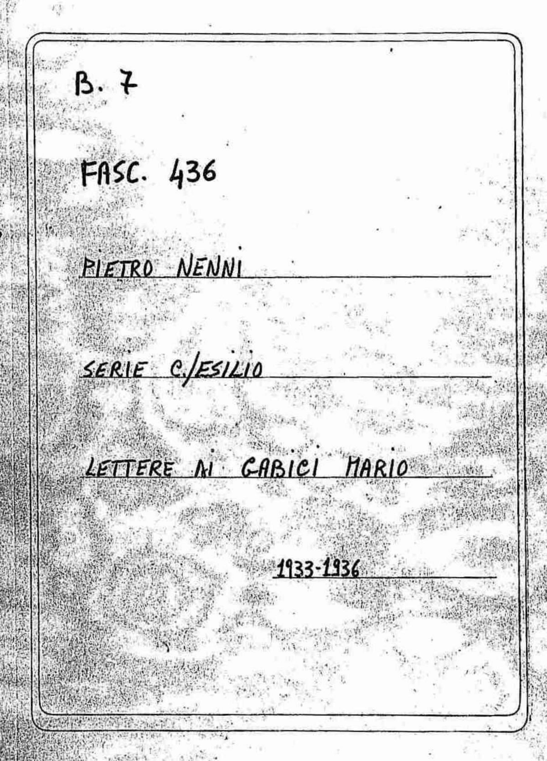 Gabici Mario, 1933 ott. 19 - 1936 lug. 12
