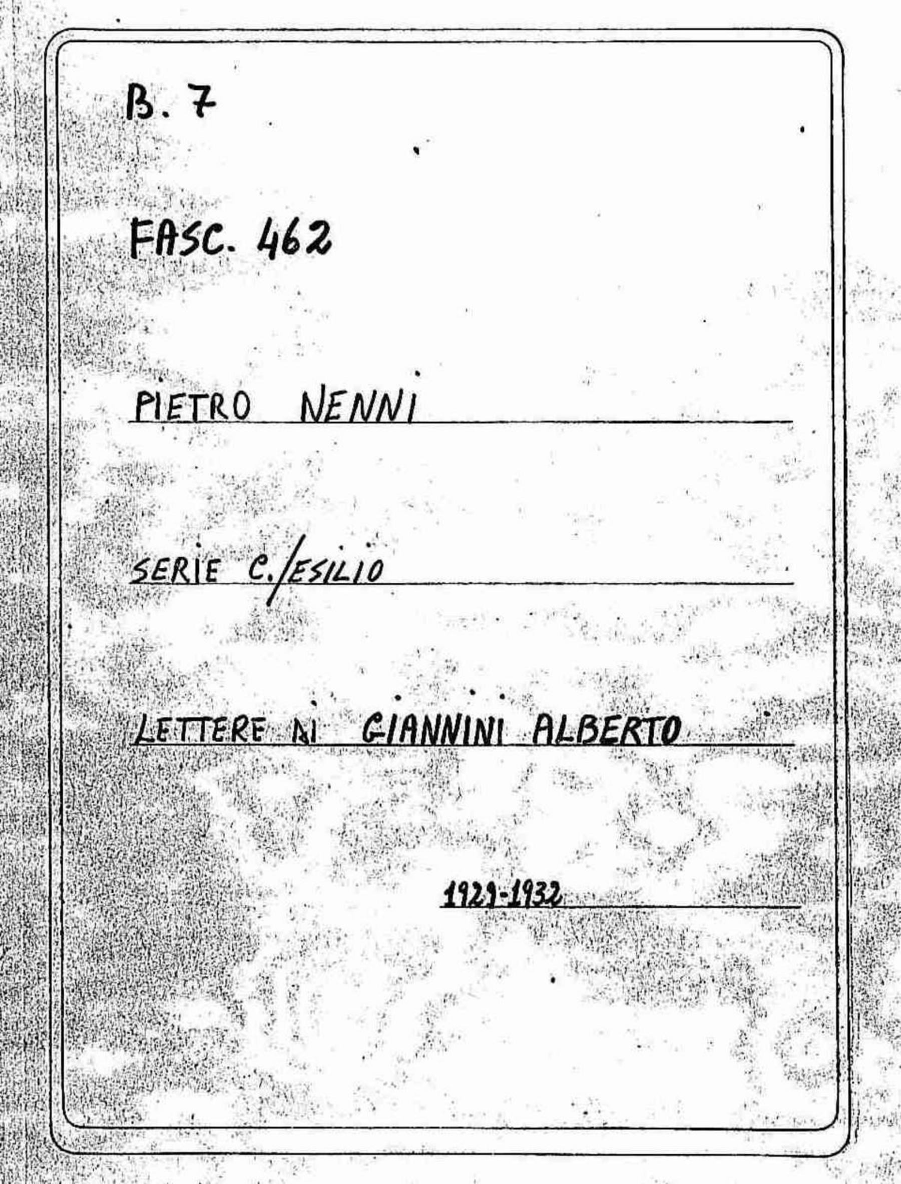 Giannini Alberto, 1929 set. 18 - 1932 giu. 8