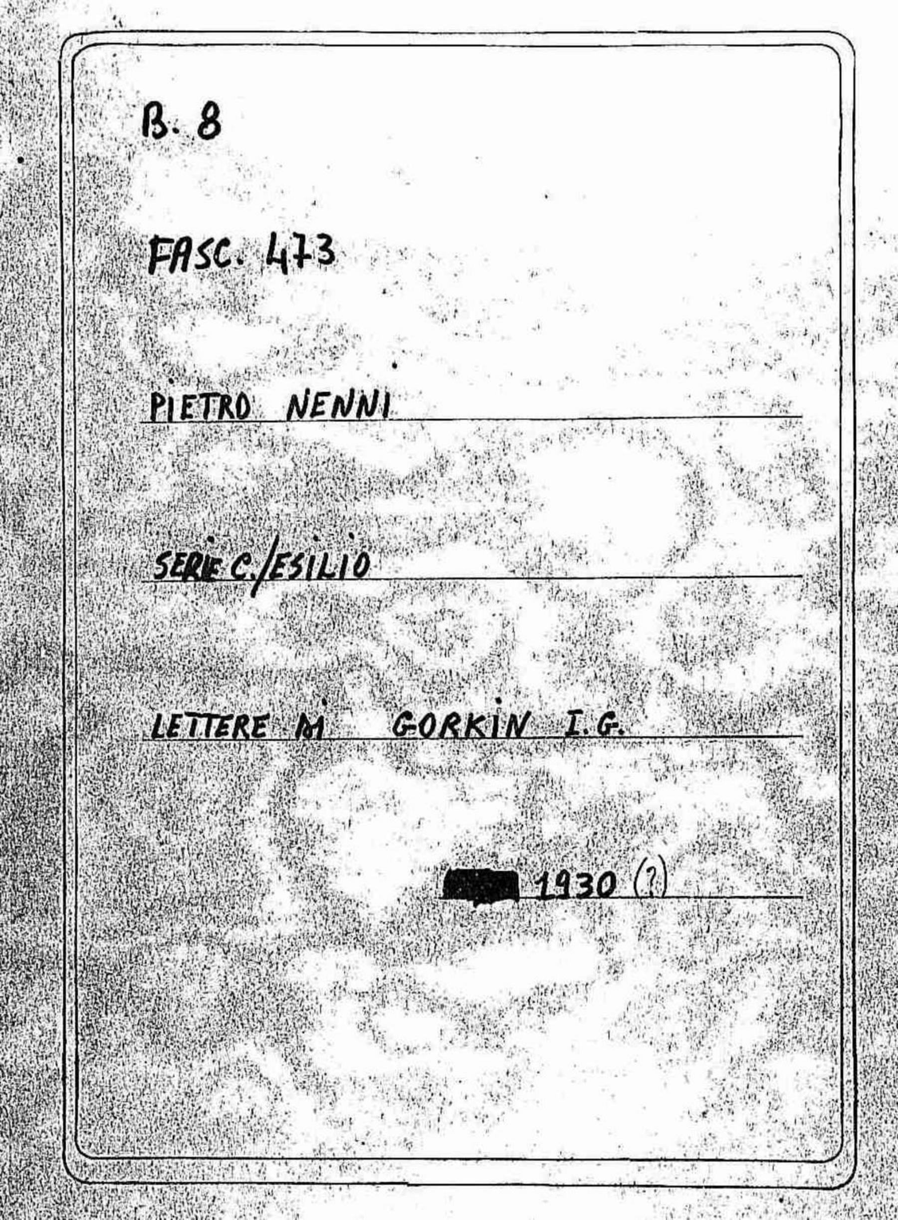 Gorkin I.G., 1930 lug. 10