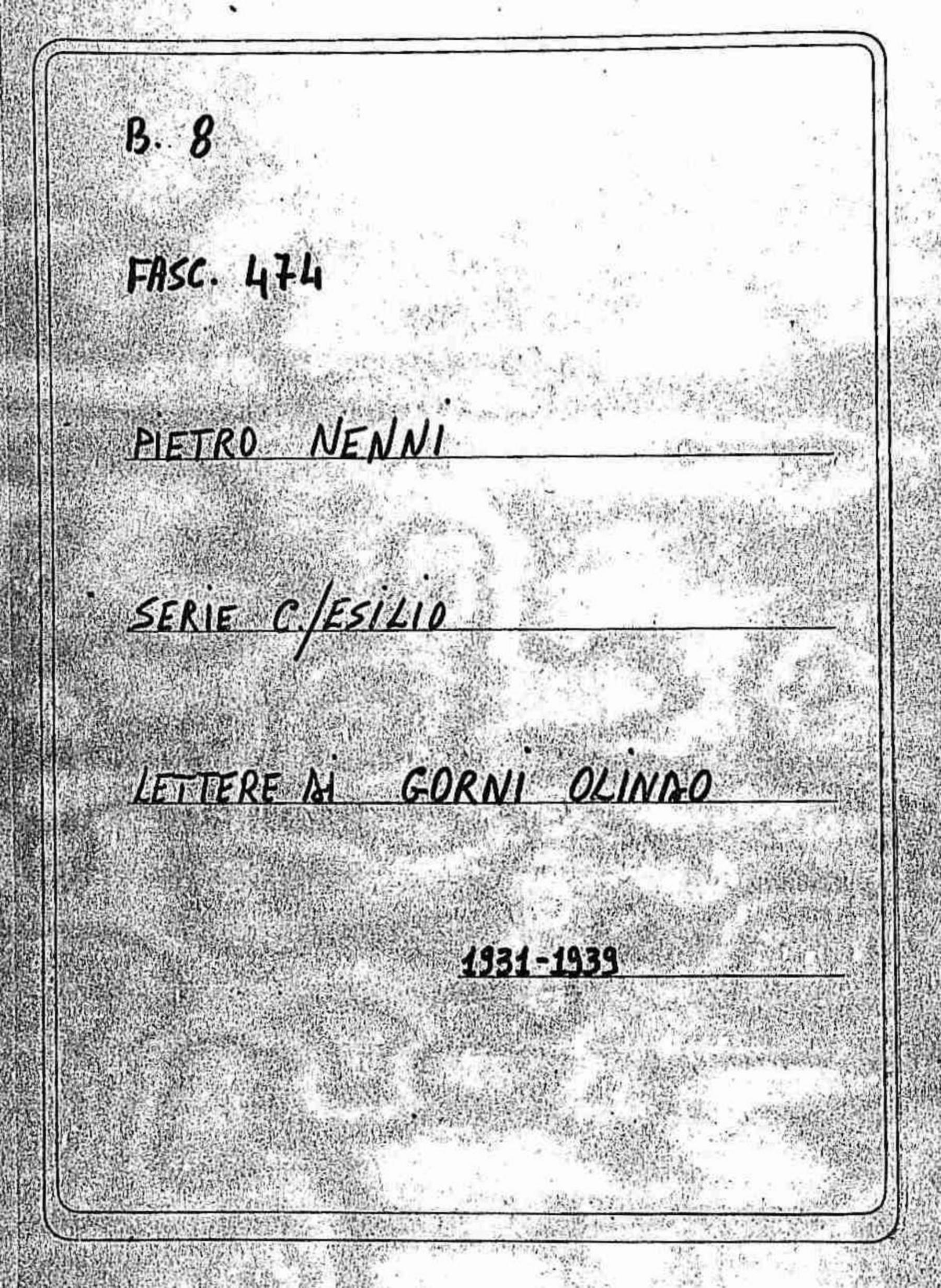 Gorni Olindo, 1931 ago. 30 - 1939 set. 2