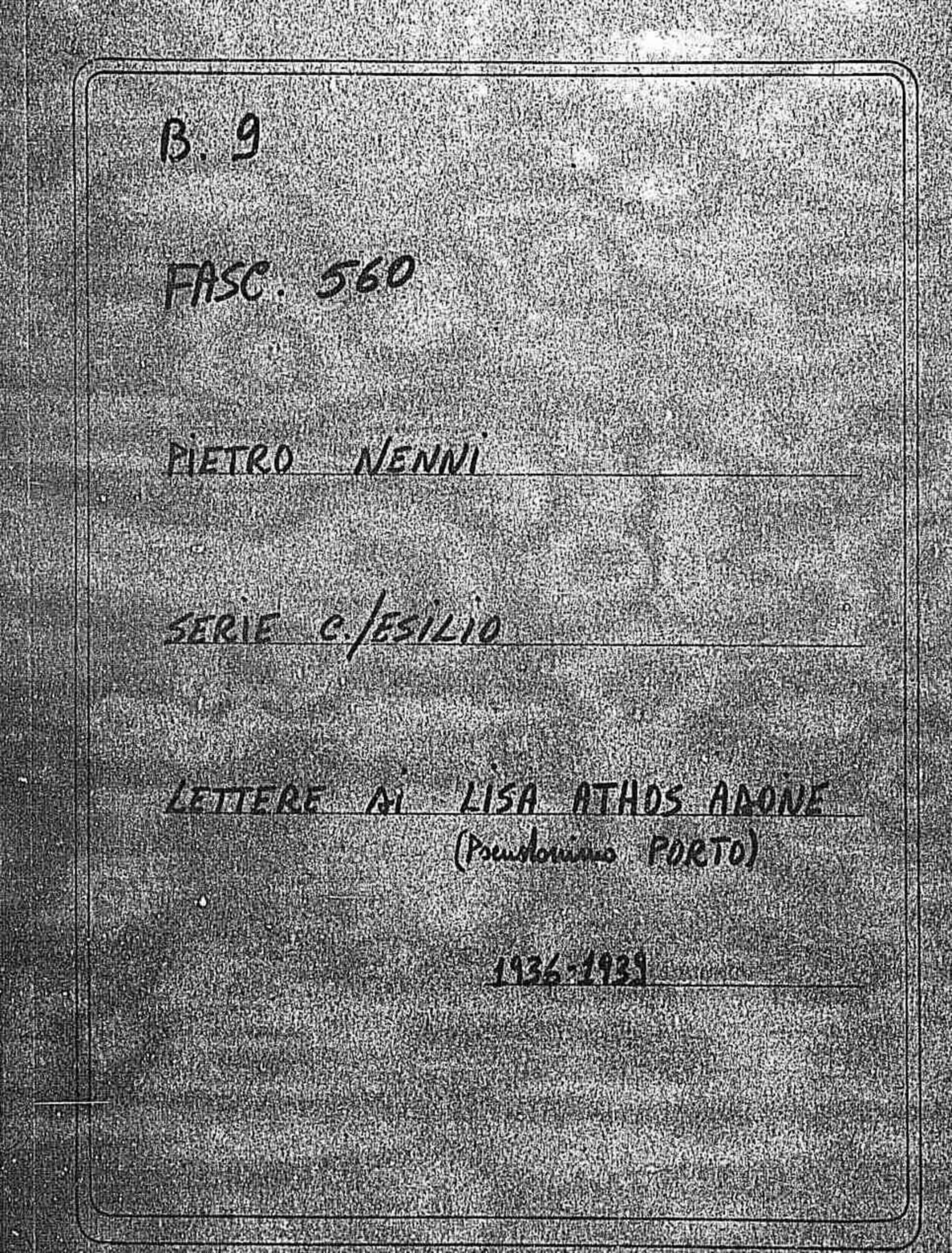 Lisa Athos Adone (pseudonimo Porto), 1936 feb. 20 - 1939 mag. 18