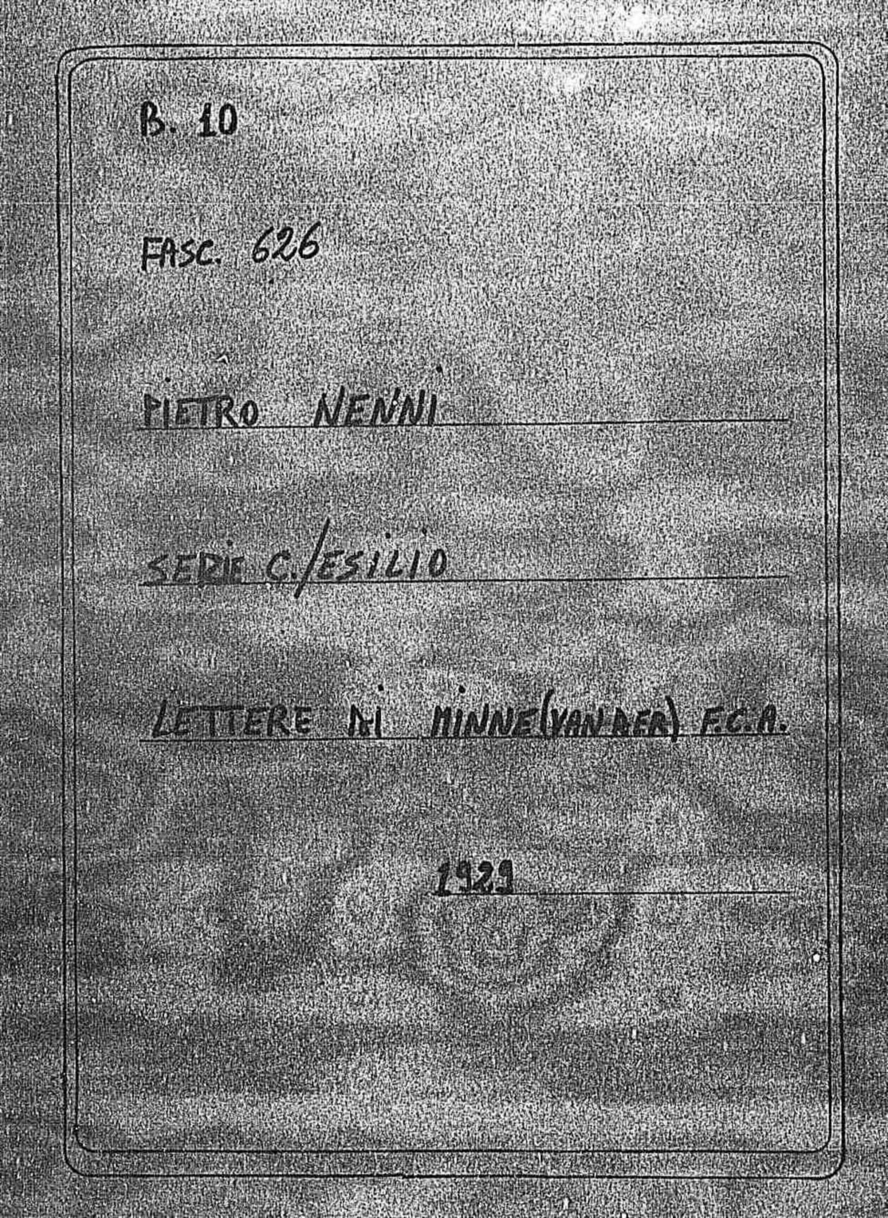 Minne van der F.C.A., 1929 ago. 2