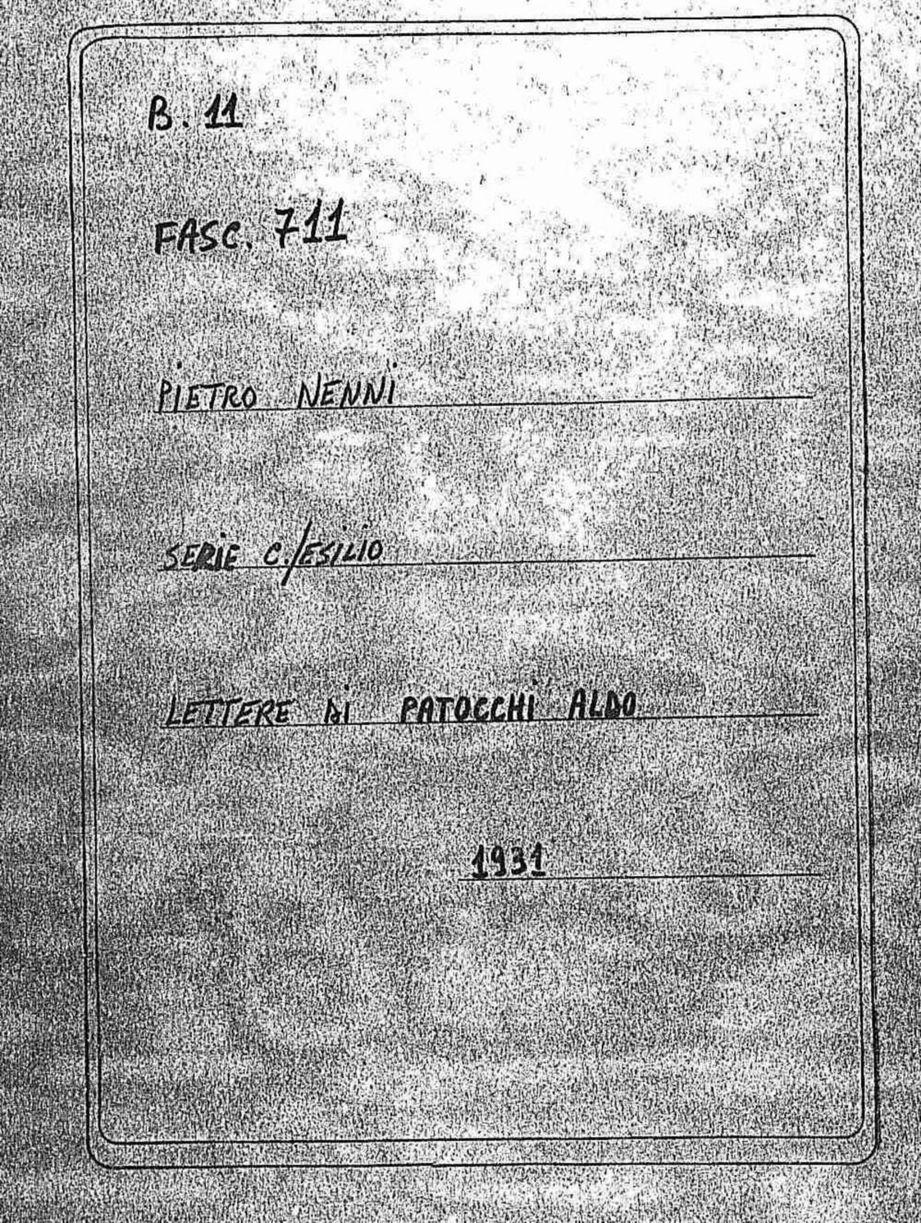 Patocchi Aldo, 1931 ott. 9