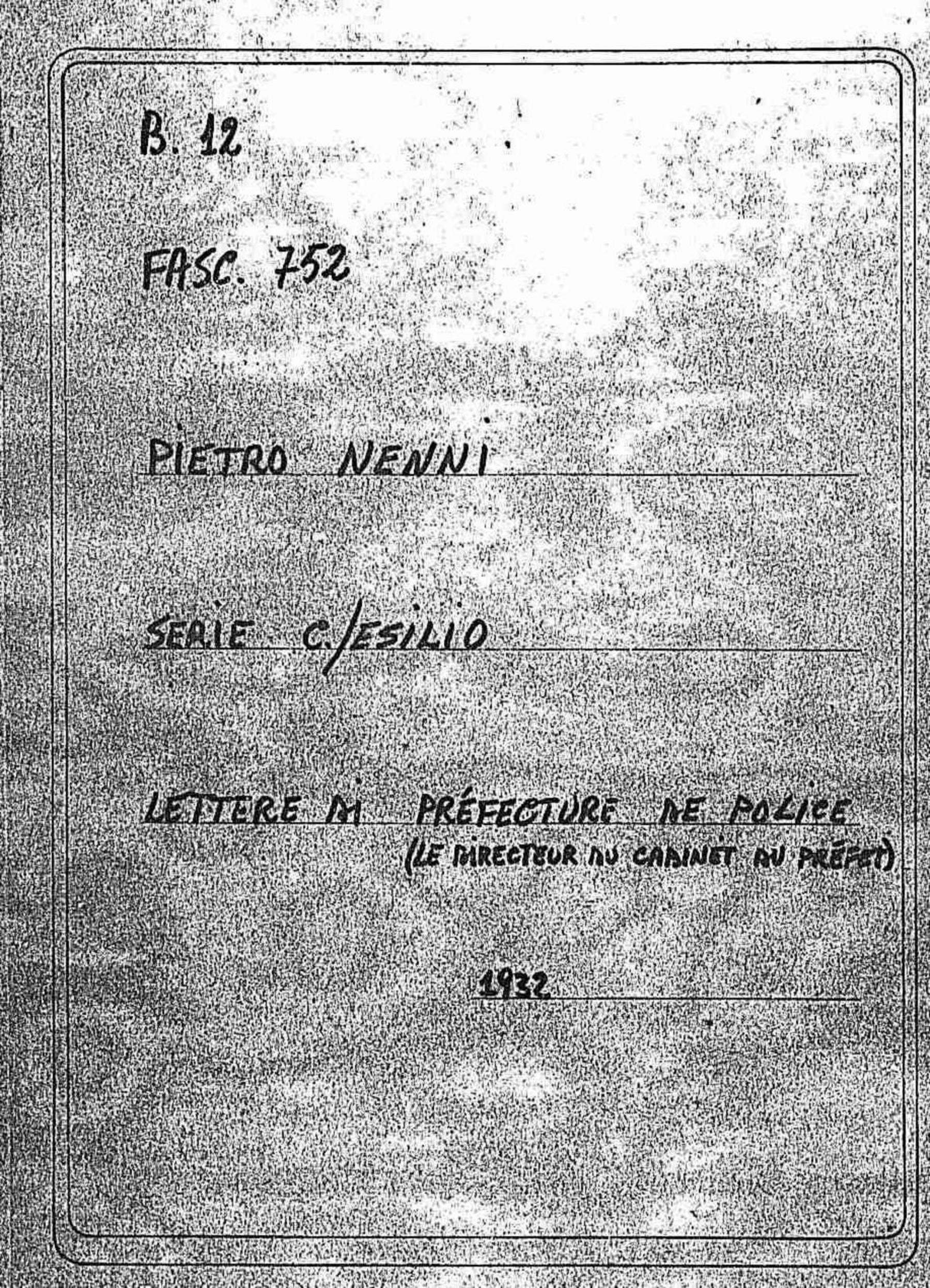 Préfecture de Police - le Directeur du Cabinet du Préfet, 1932 feb. 13