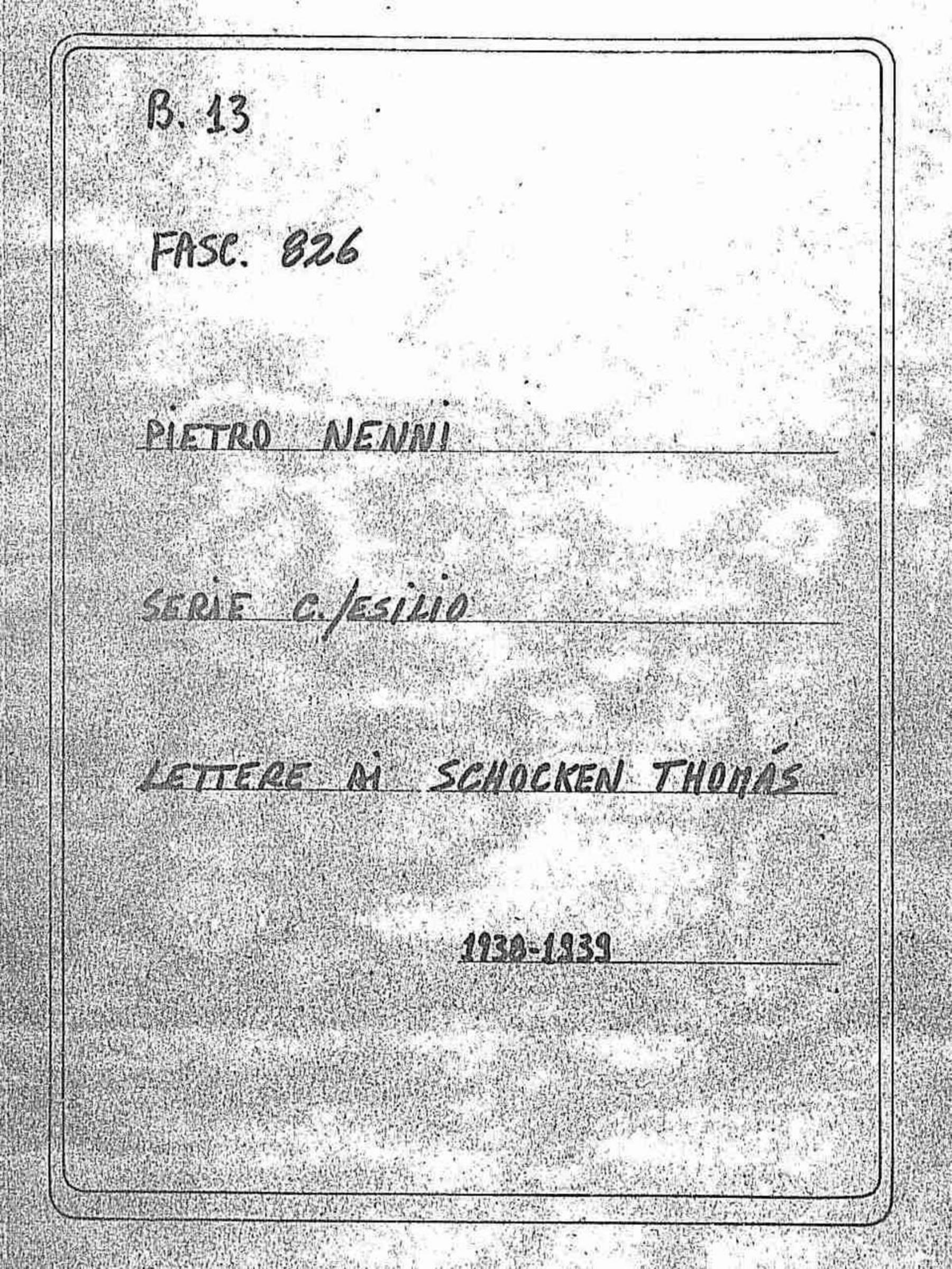 Schocken Thomà s, 1938 dic. 7 - 1939 feb. 21