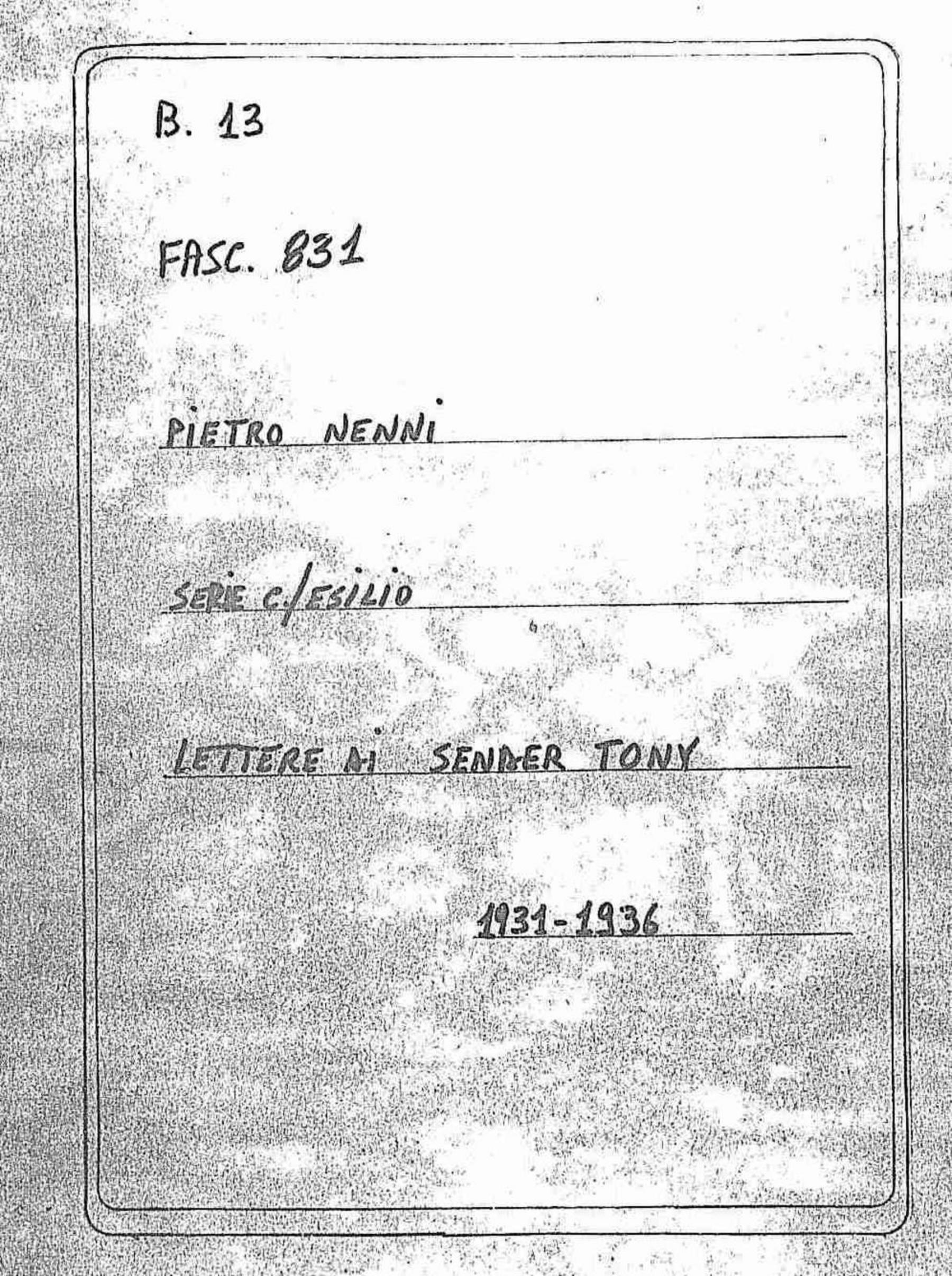 Sender Tony, 1931 feb. 17 - 1936 ott. 11