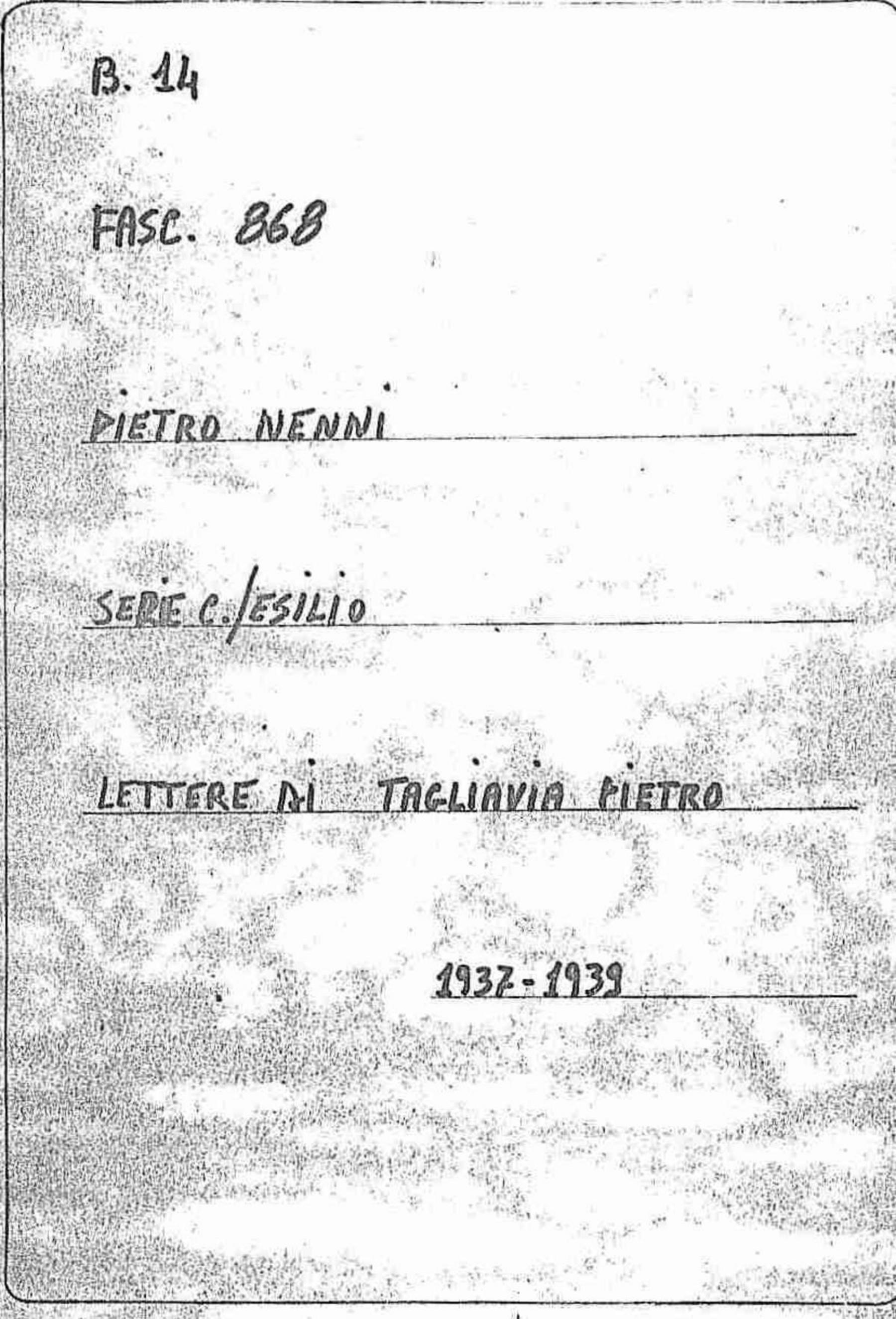 Tagliavia Pietro, 1937 ott. 31 - 1939 ott. 5