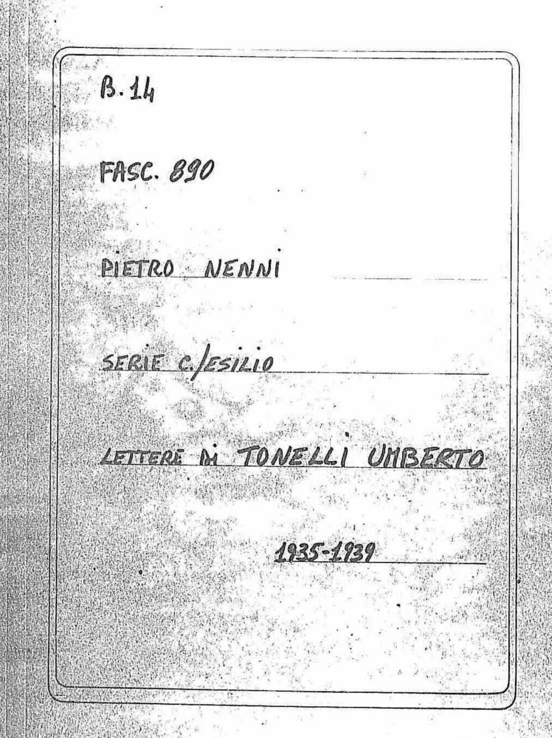 Tonelli Umberto, 1935 gen. 27 - 1939 ott. 17