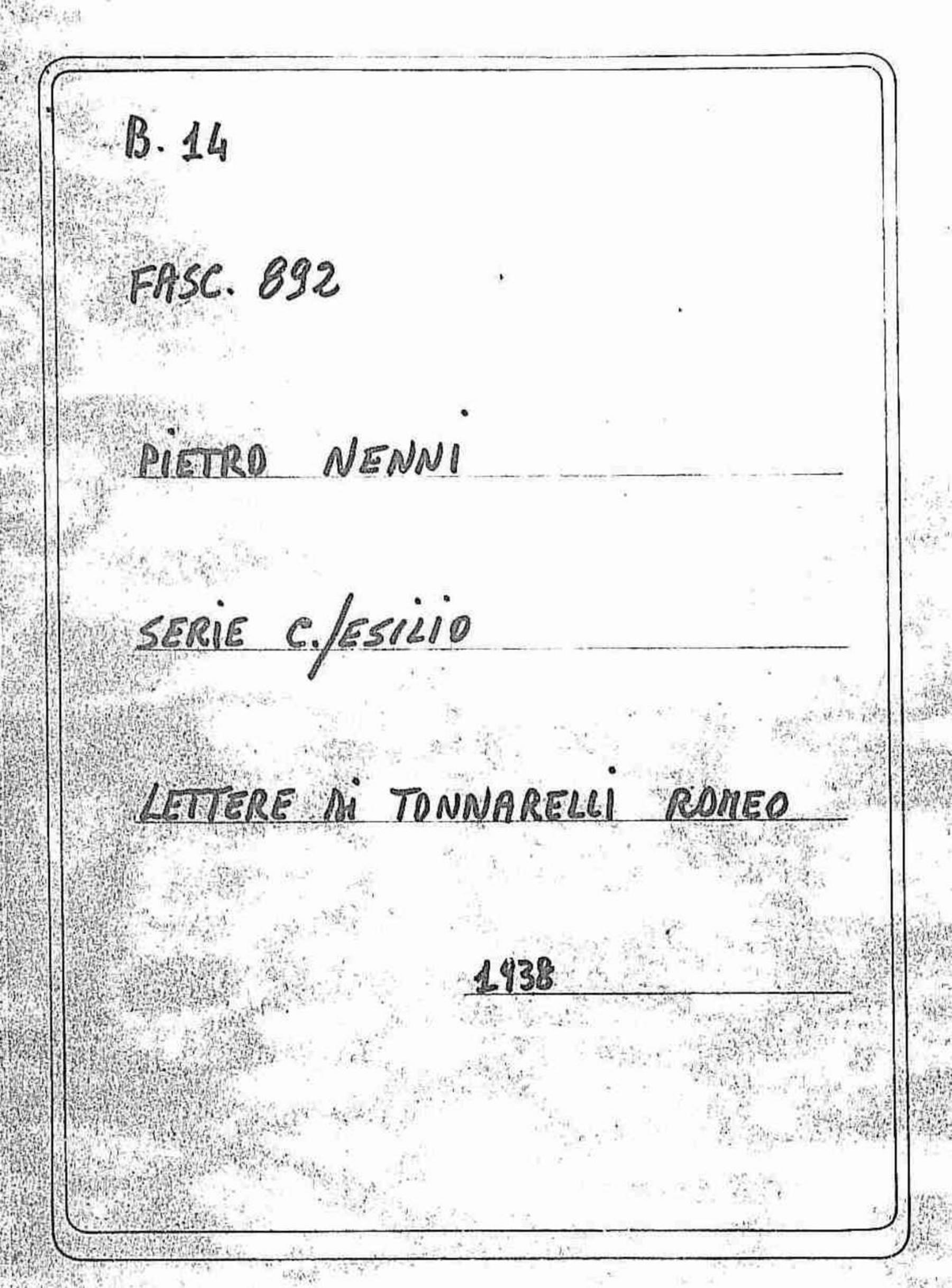 Tonnarelli Romeo, 1938 ago. 20