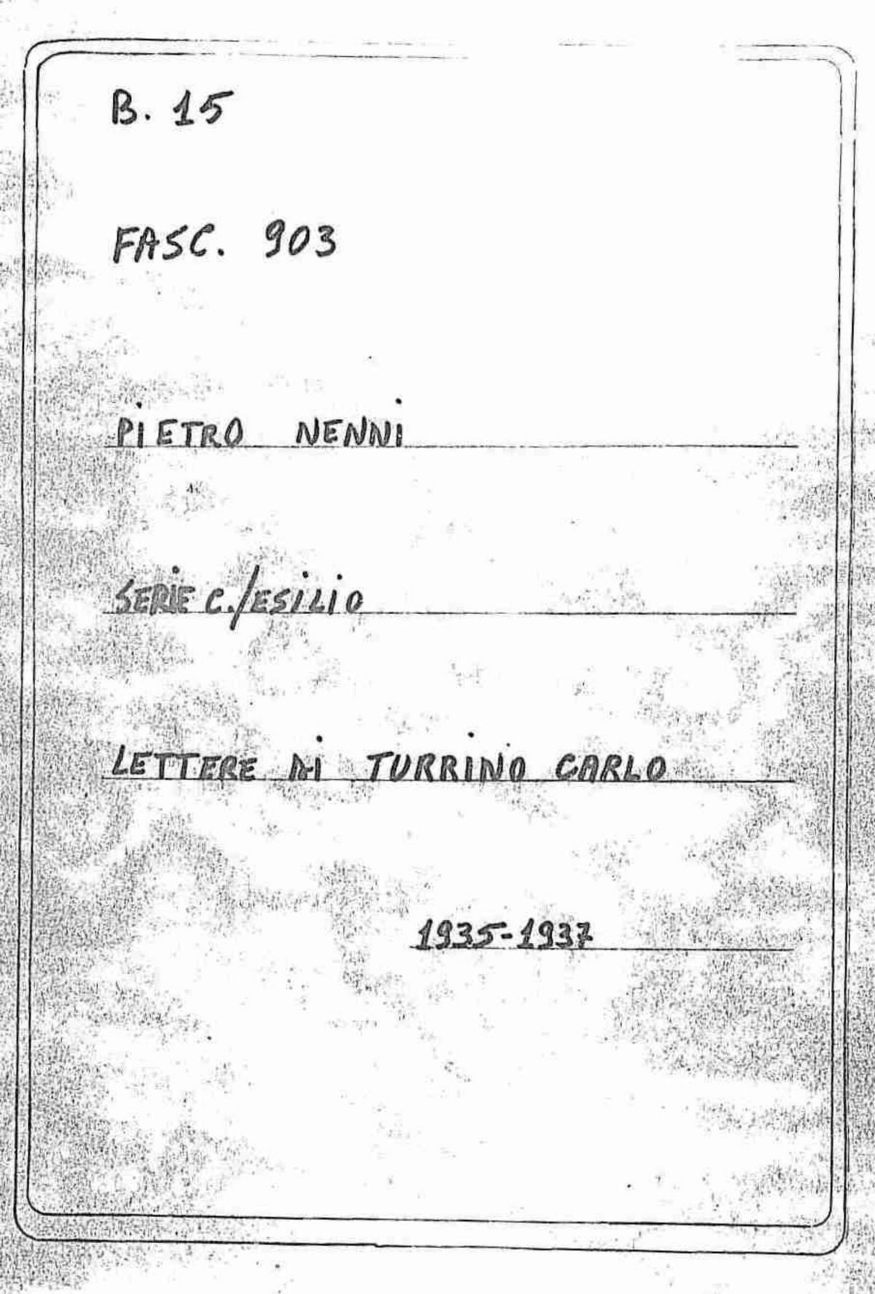 Turrino Carlo, 1935 ago. 8 - 1937 dic. 28