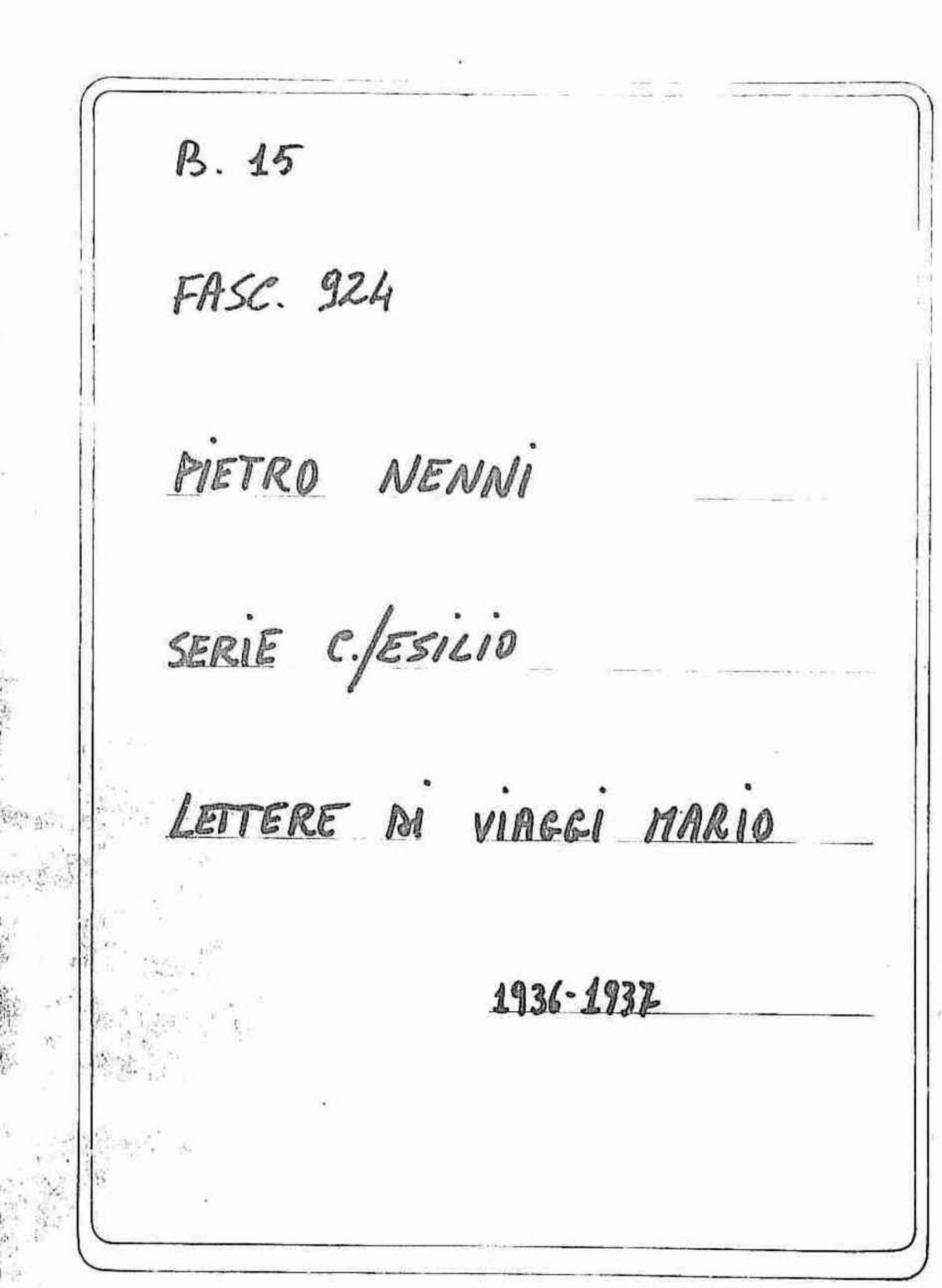 Viaggi Mario, 1936 gen. 21 - 1937 mag. 3