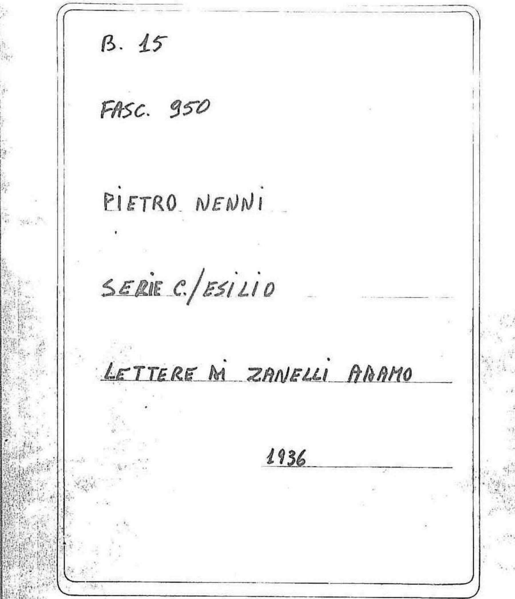 Zanelli Adamo, 1936 giu. 20 - nov. 10