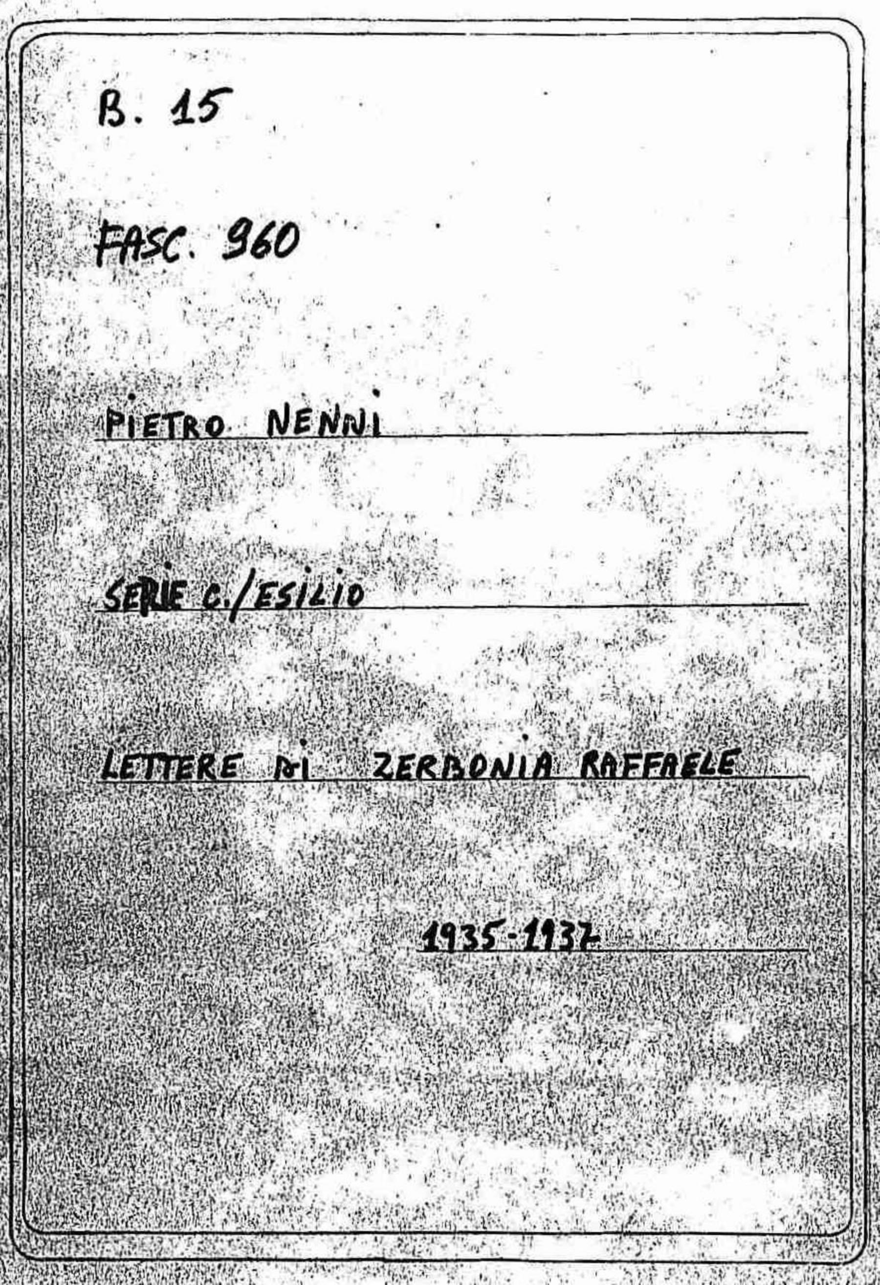 Zerbonia Raffaele, 1935 mar. 11 - 1937 mag. 17