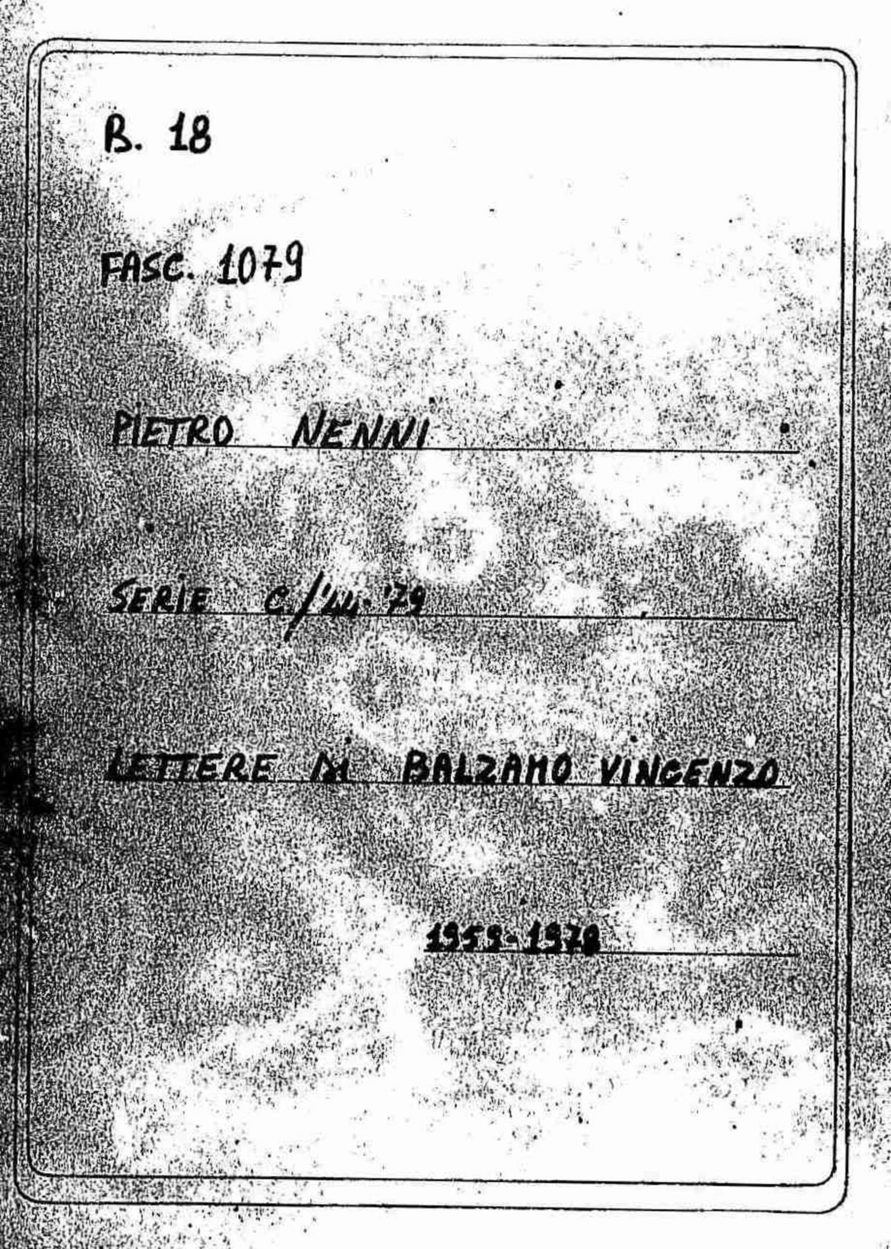 Balzamo Vincenzo, 1959 ott. 8 - 1978 feb. 9