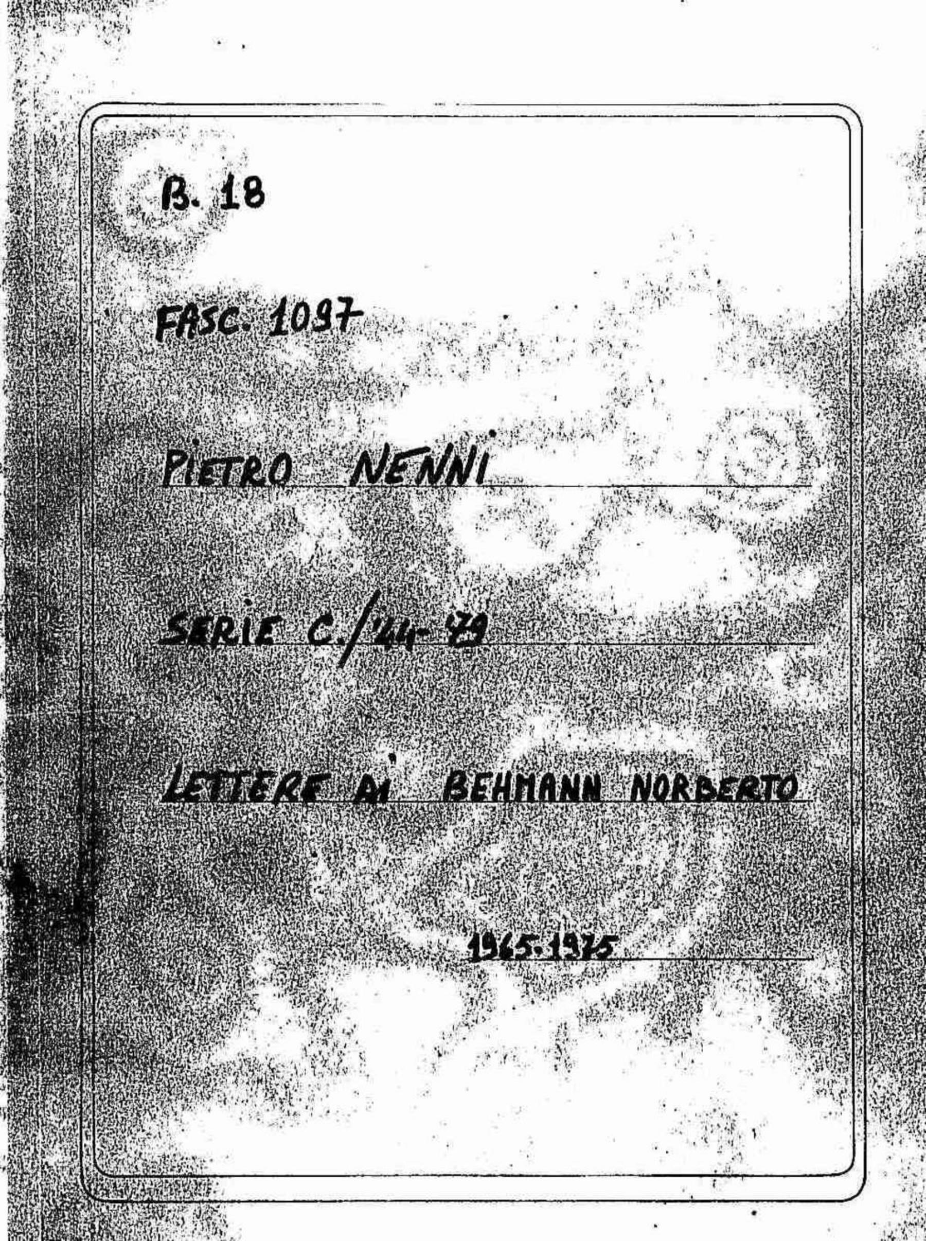 Behmann Norberto, 1965 gen. 14 - 1975 ott. 17