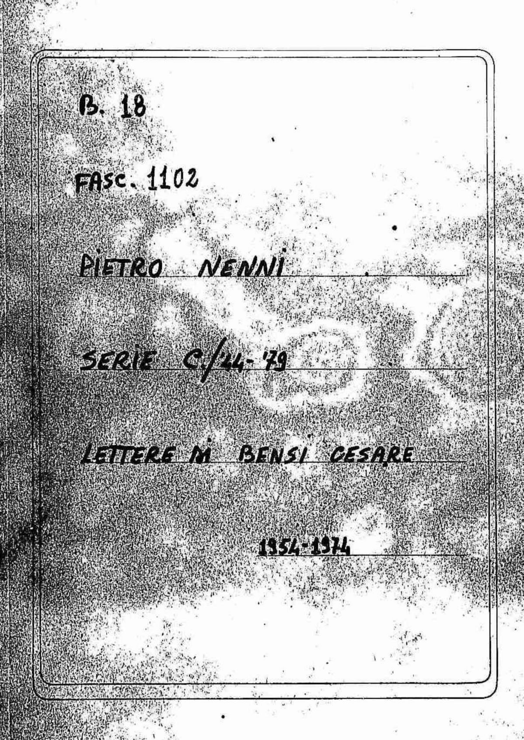 Bensi Cesare, 1954 nov. 19 - 1974 ott. 15