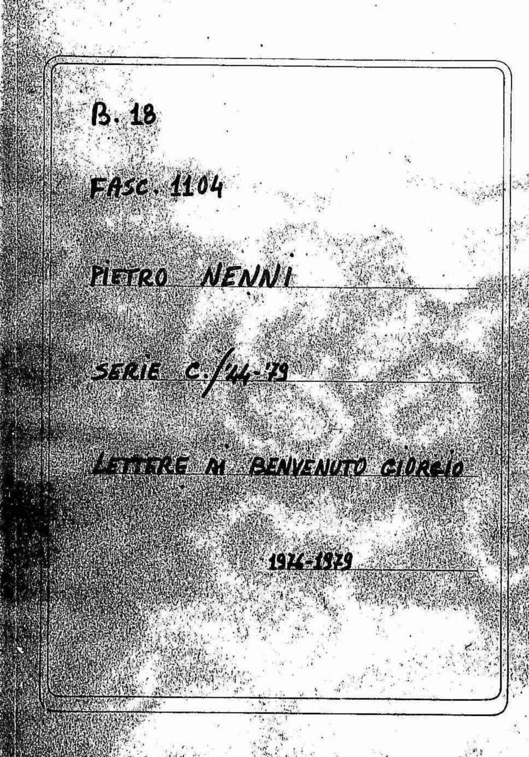 Benvenuto Giorgio, 1976 ott. - 1979 mag. 29