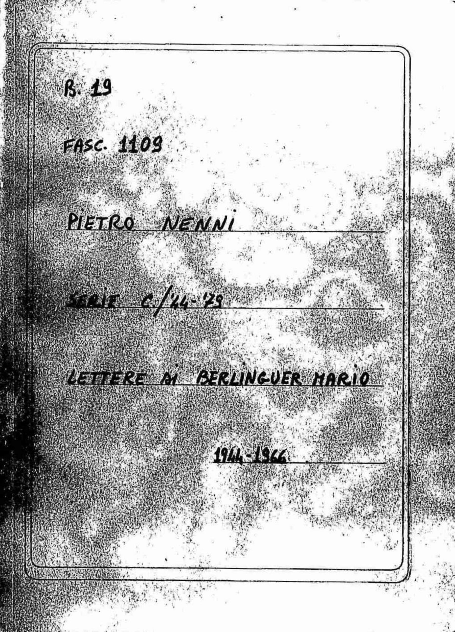 Berlinguer Mario, 1944 nov. 4 - 1966 nov. 24