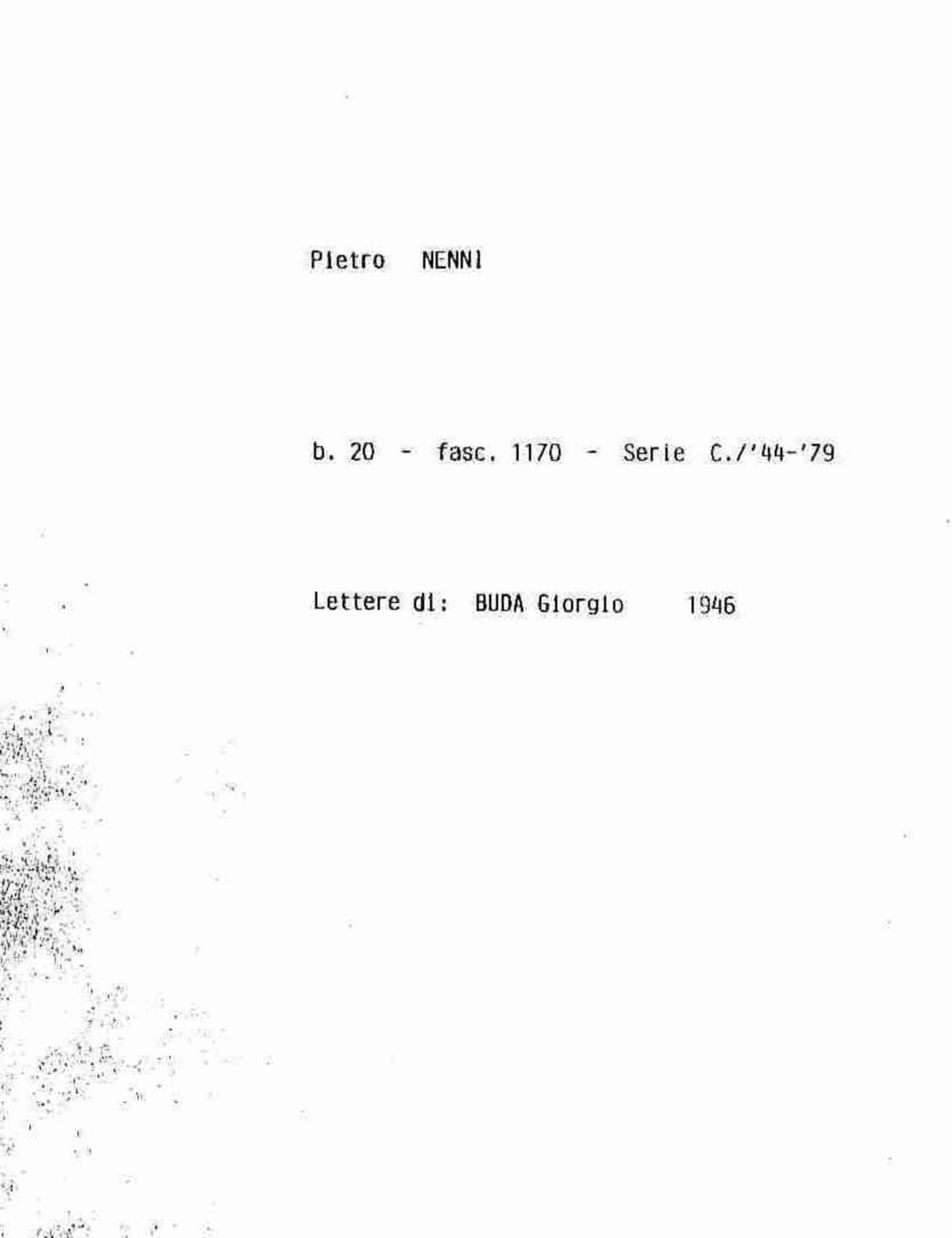 Buda Giorgio, 1946 lug. 31 - nov. 19