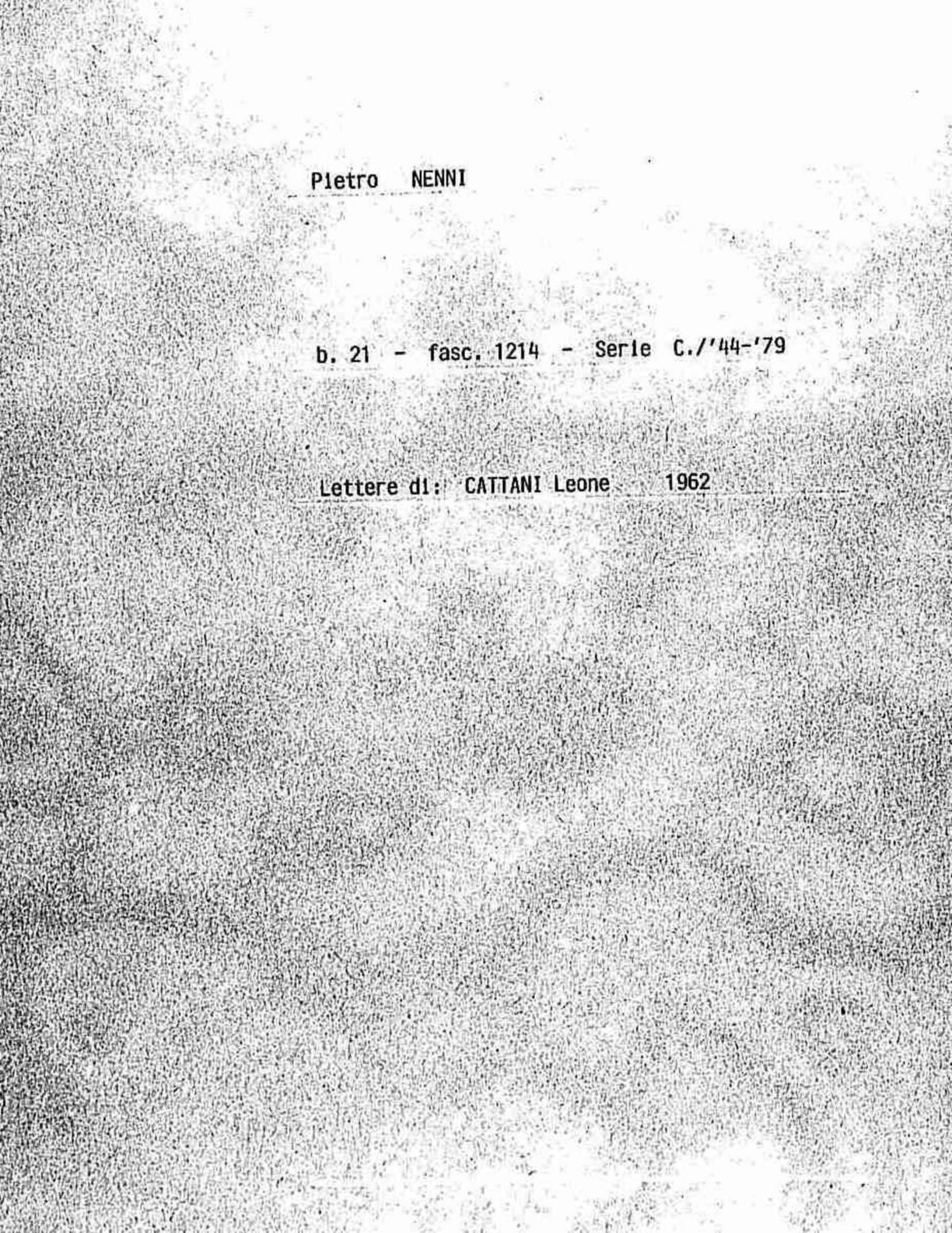 Cattani Leone, 1962 feb. 9