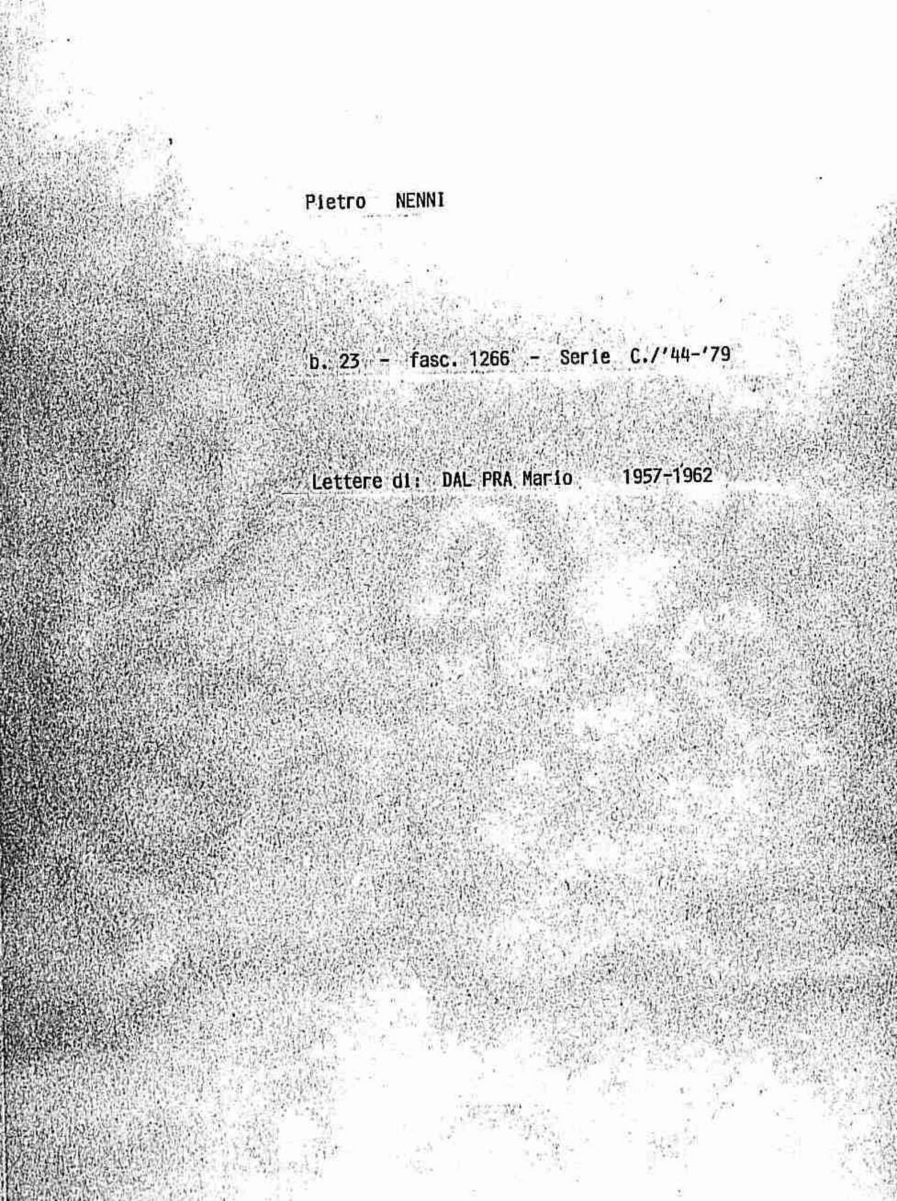 Dal Pra Mario, 1957 nov. 5 - 1962 mar. 2