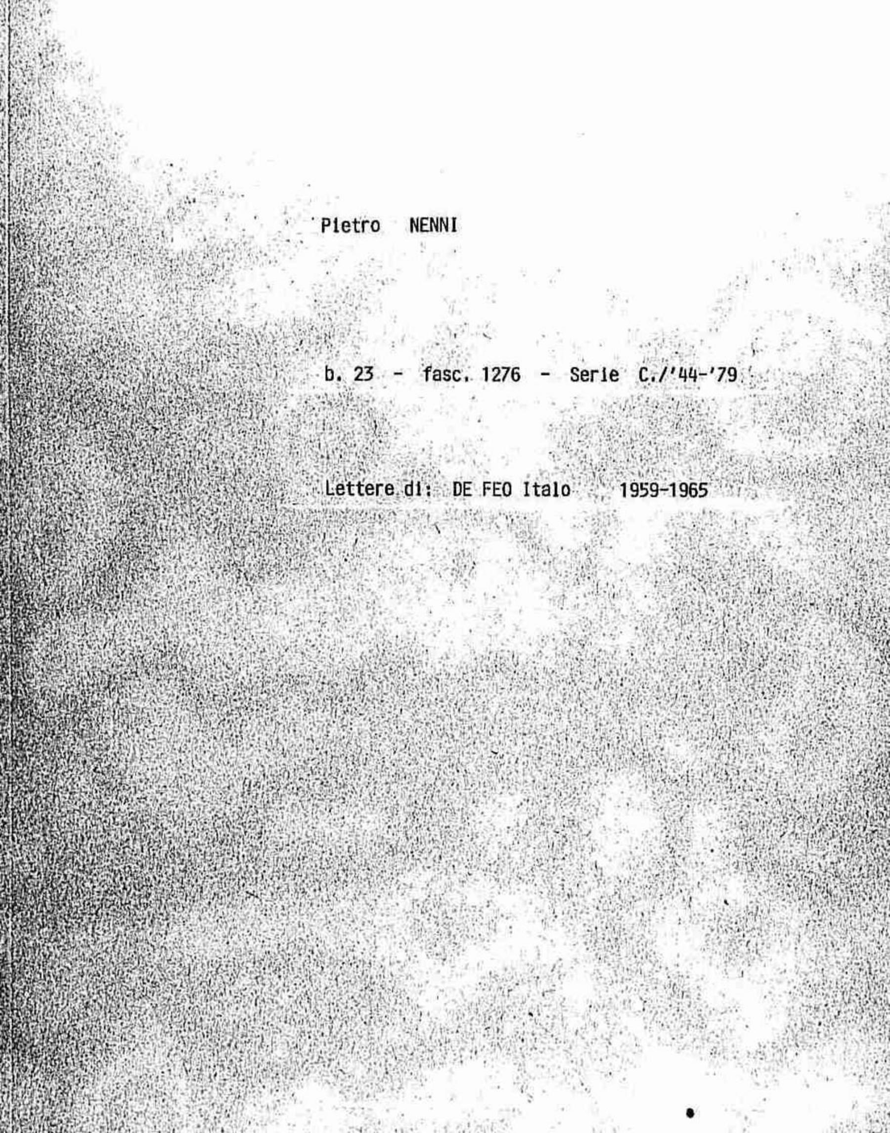 De Feo Italo, 1959 gen. 7 - 1965 nov. 16
