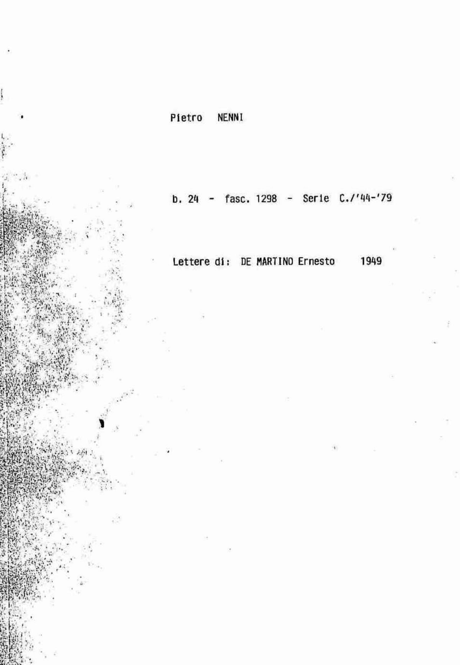De Martino Ernesto, 1949 nov. 5 - dic. 10