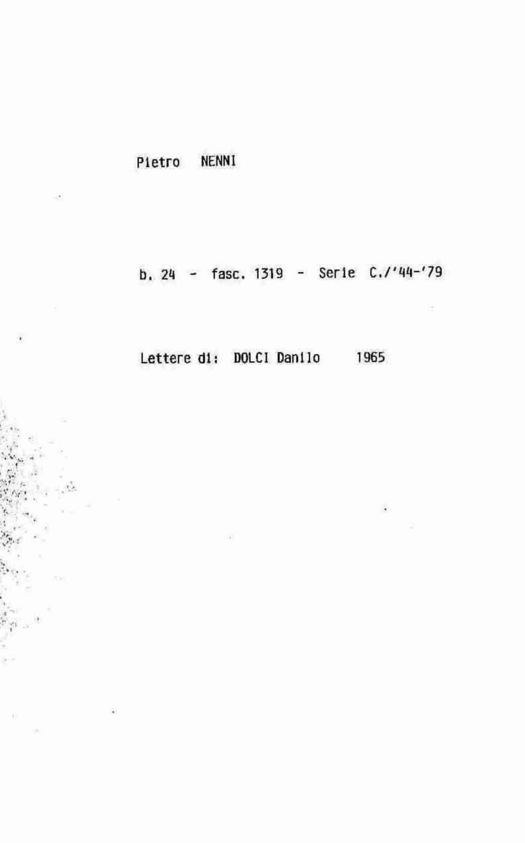 Dolci Danilo, 1965 dic. 1