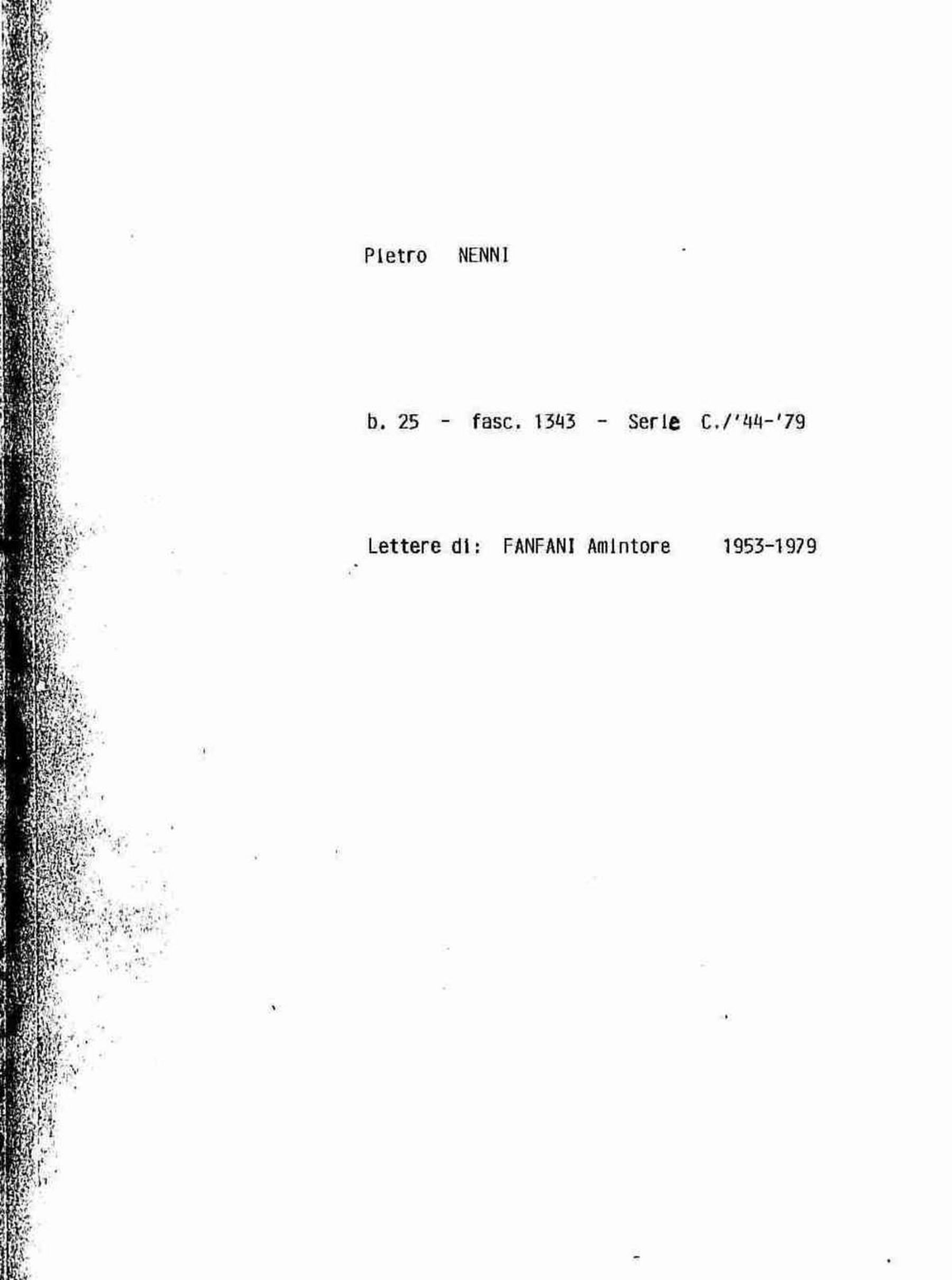 Fanfani Amintore, 1953 dic. - 1979 apr. 12